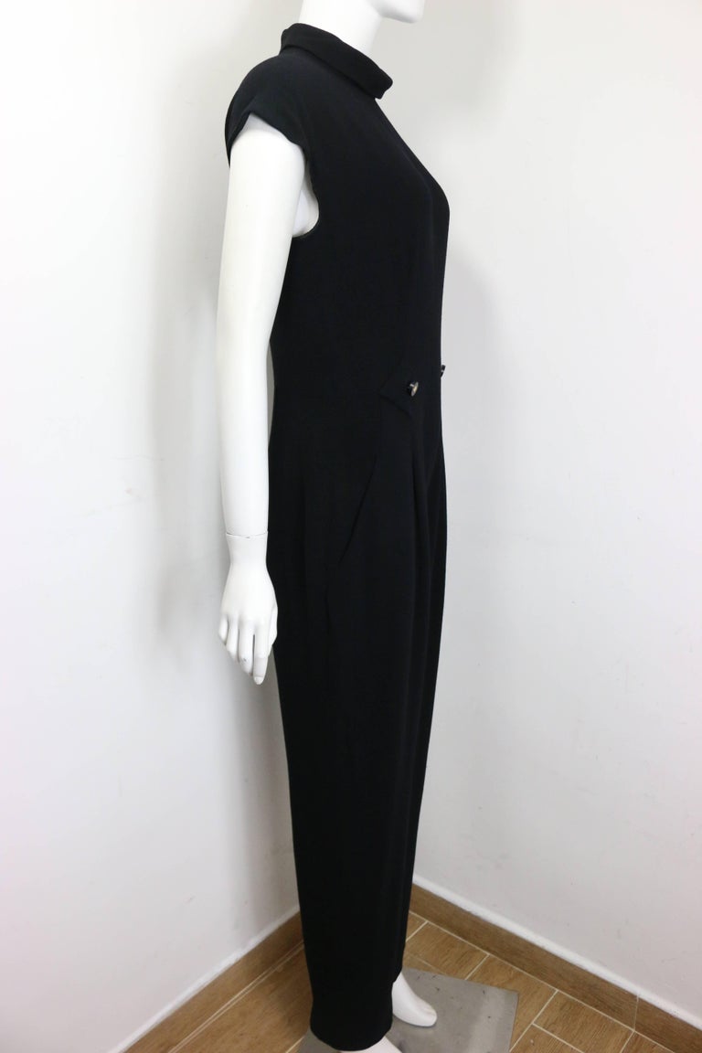 Women's Fall 1996 Chanel Black Wool Short Sleeves Jumpsuit  For Sale
