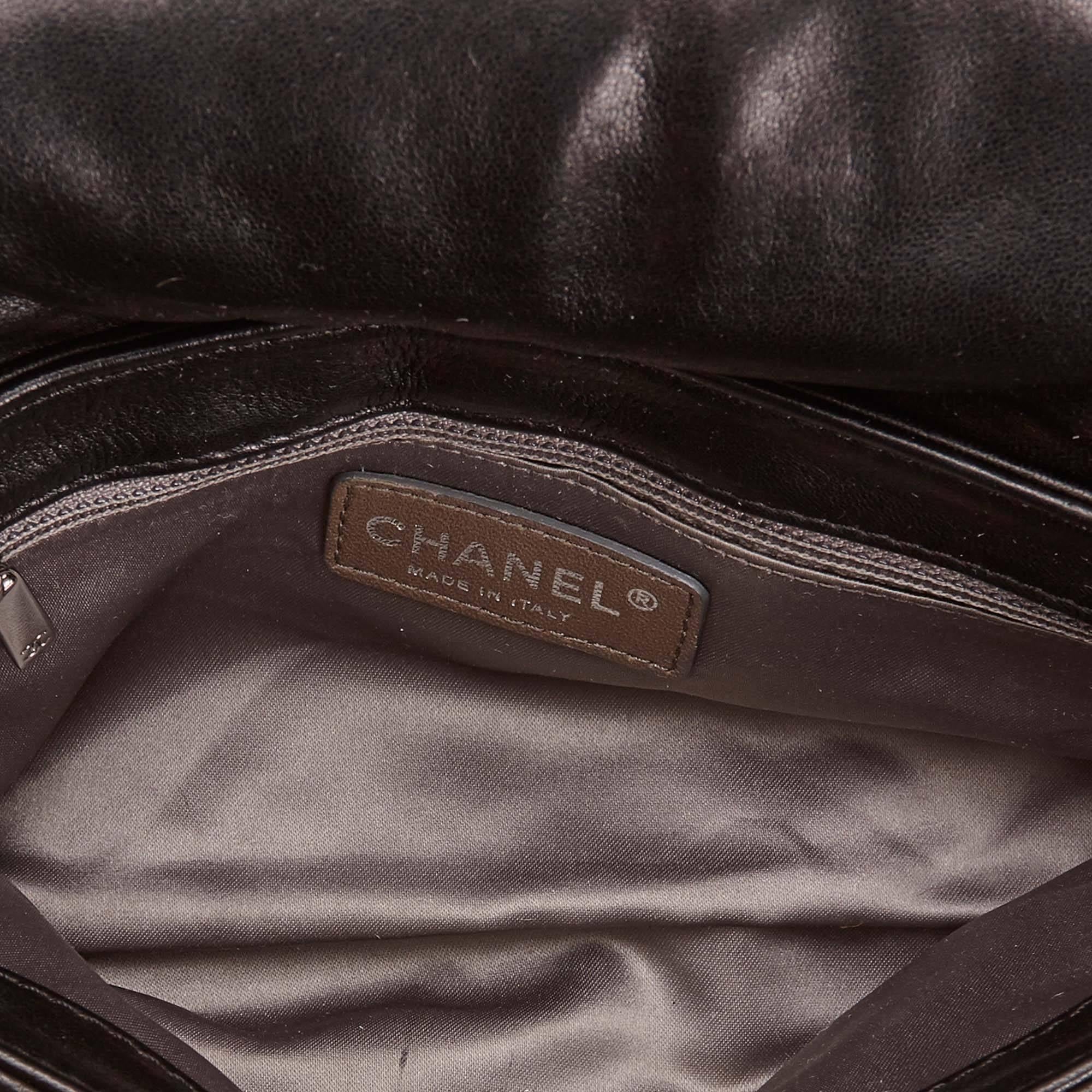 Chanel Black Leather Silver 