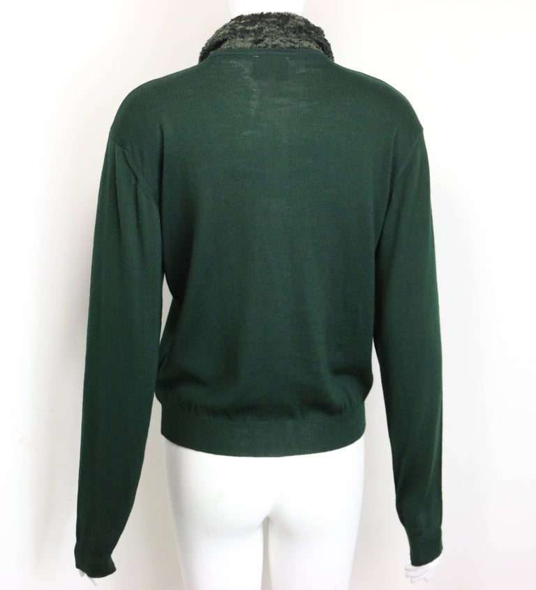 Vintage Gianni Versace Jeans Couture Green Wool Cardigan For Sale at ...