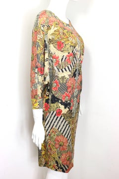 Alexander McQueen Floral Print 3/4 Sleeves Silk Dress