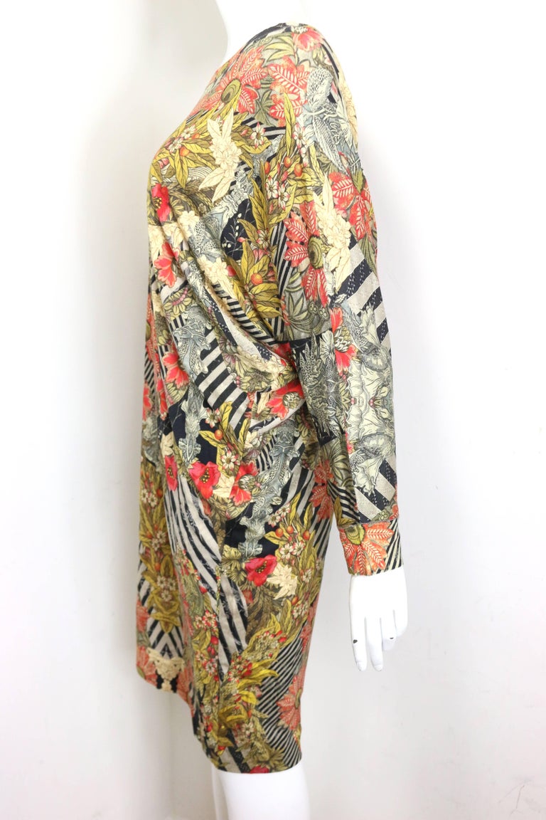 Alexander McQueen Floral Print 3/4 Sleeves Silk Dress For Sale at ...