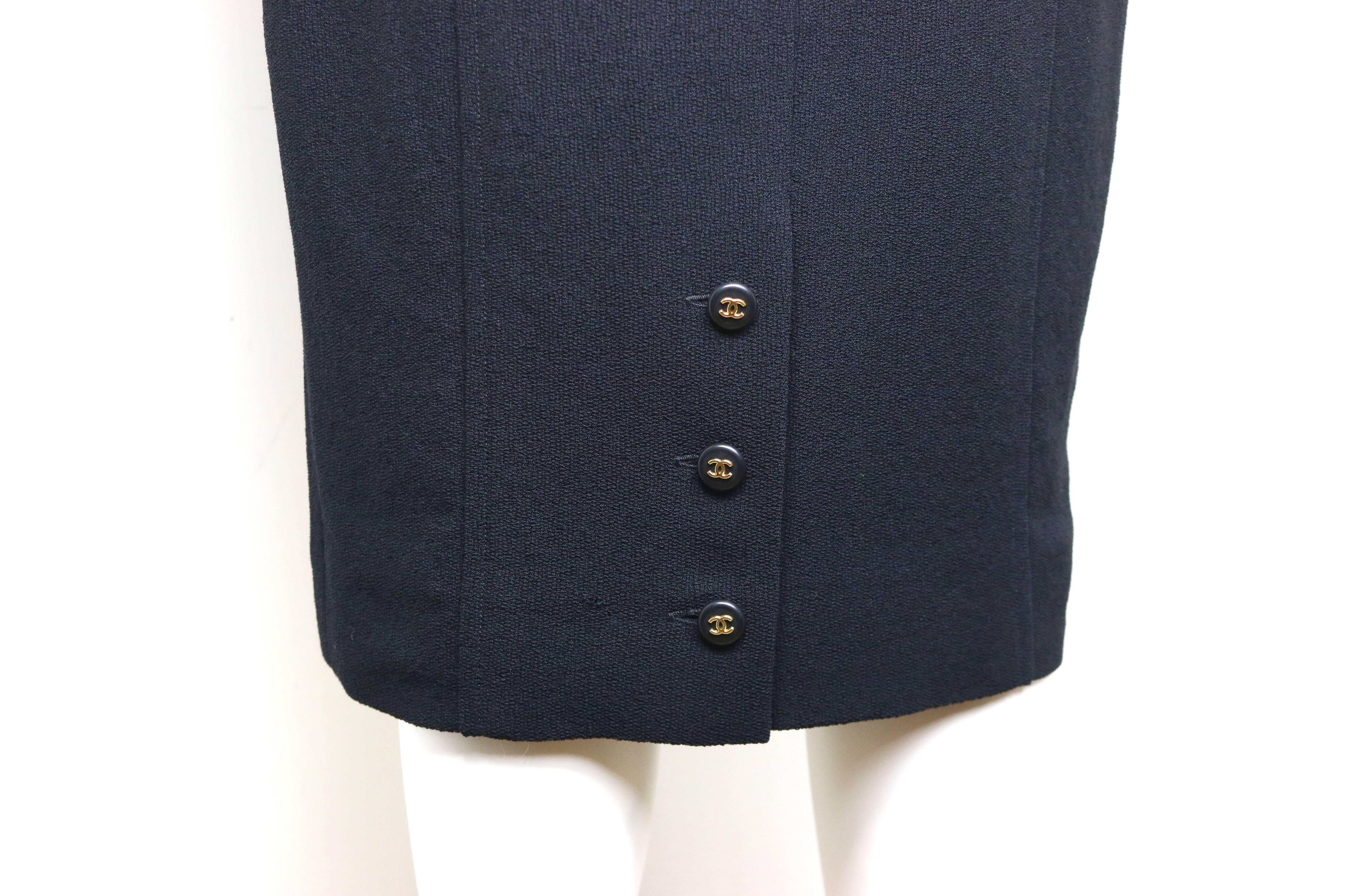 Donna Vintage 1995 Chanel Classic Abito lungo in lana nera