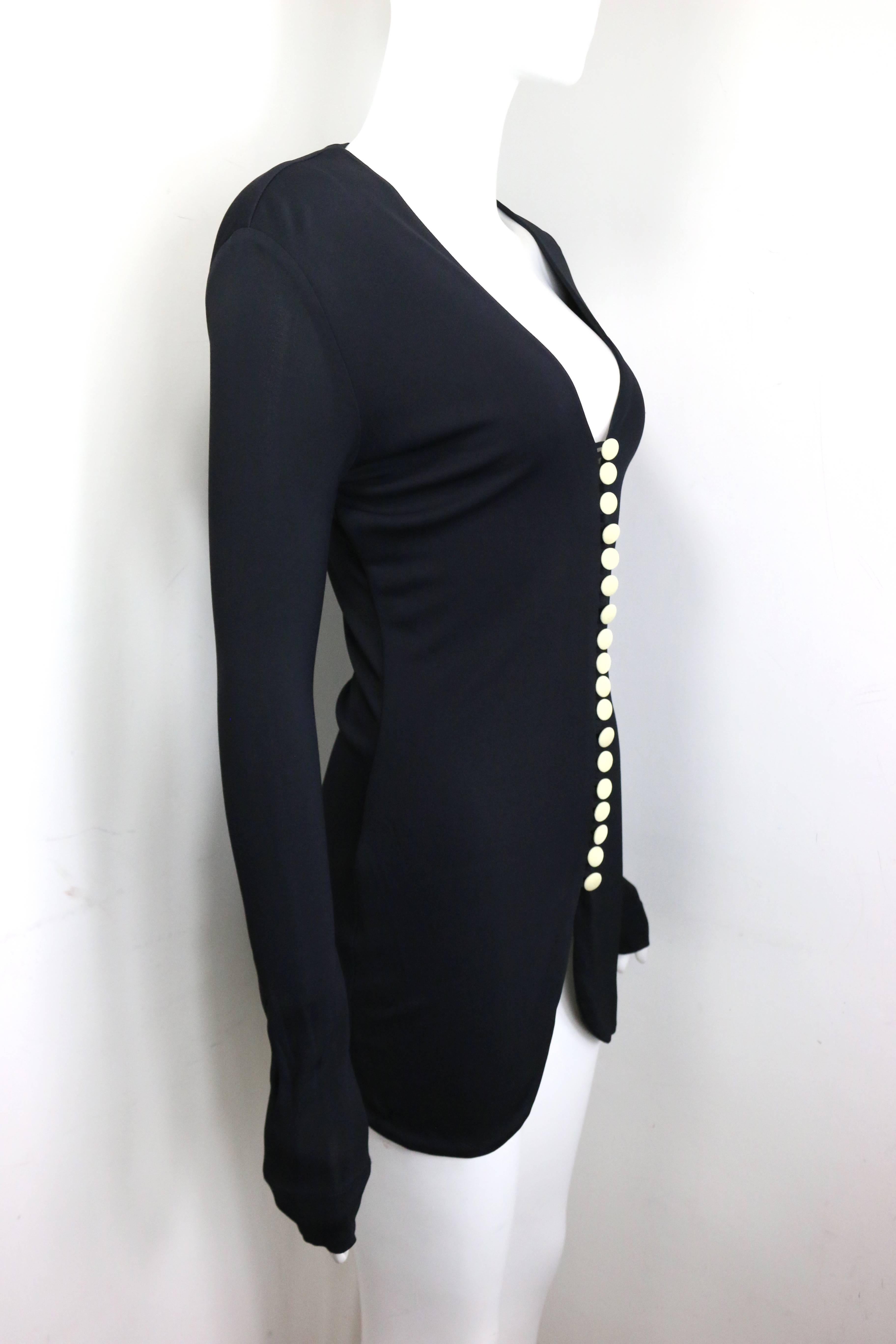 Moschino Couture Black Tunic with Multi White Buttons  In Excellent Condition For Sale In Sheung Wan, HK