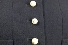 Chanel Black Wool and Silk Jacket with Faux "CC" Pearls Buttons