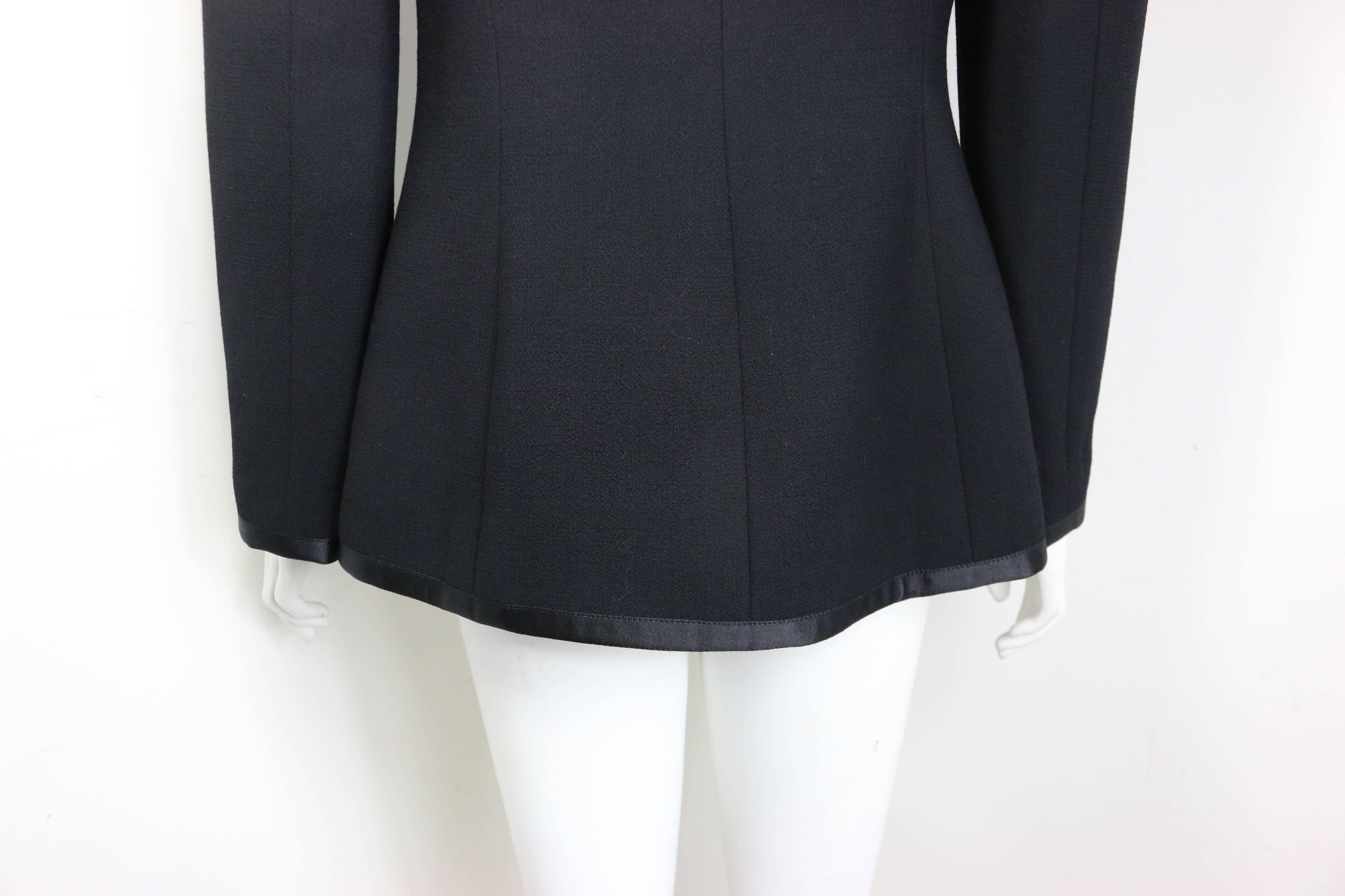 Chanel Black Wool and Silk Jacket with Faux 