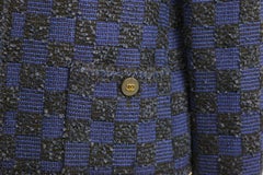 Chanel blue and black tweed jacket and sleeveless top ensemble