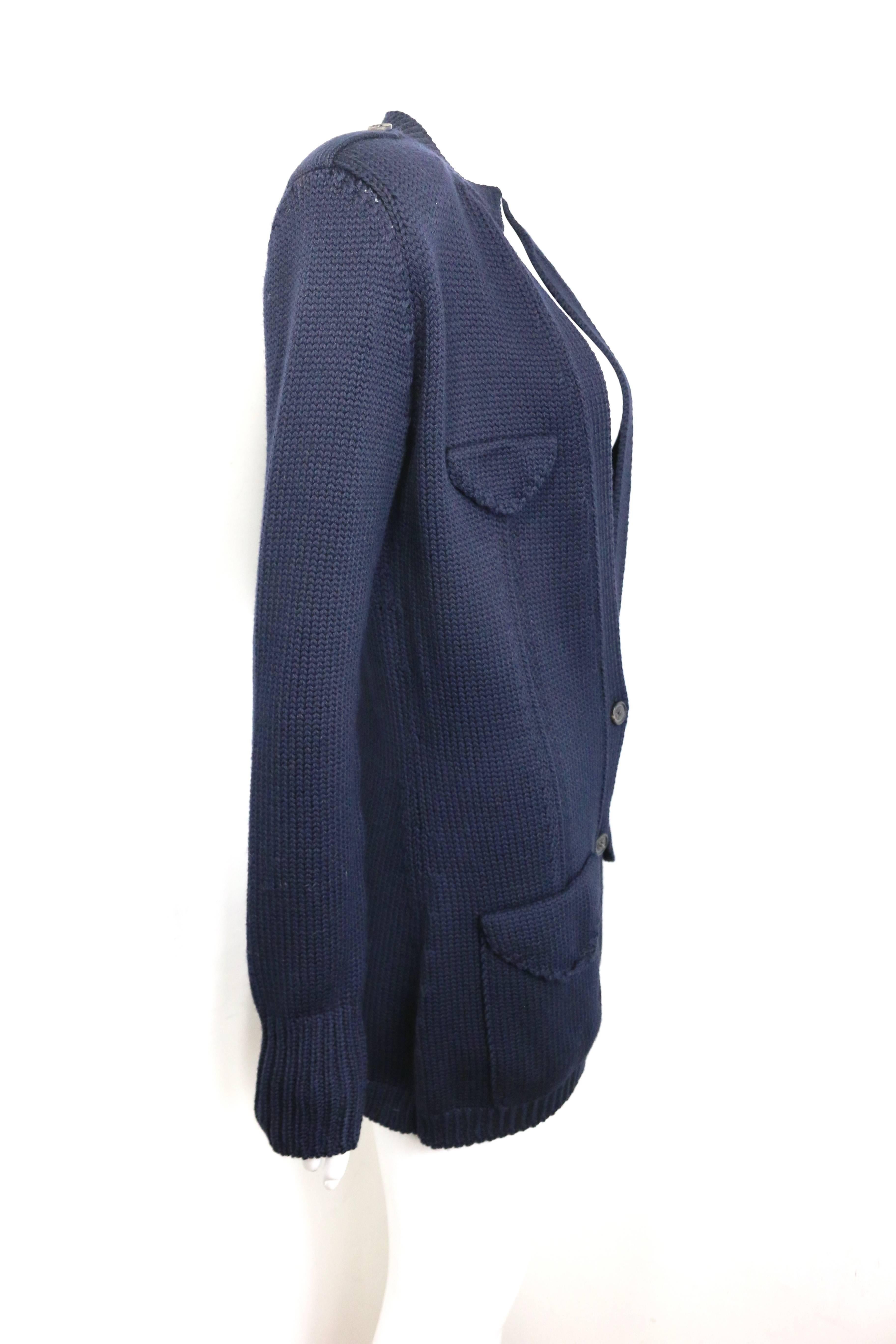 Gucci by Tom Ford - Veste cardigan en laine tricotée bleu marine foncé, automne 1996  Bon état - En vente à Sheung Wan, HK