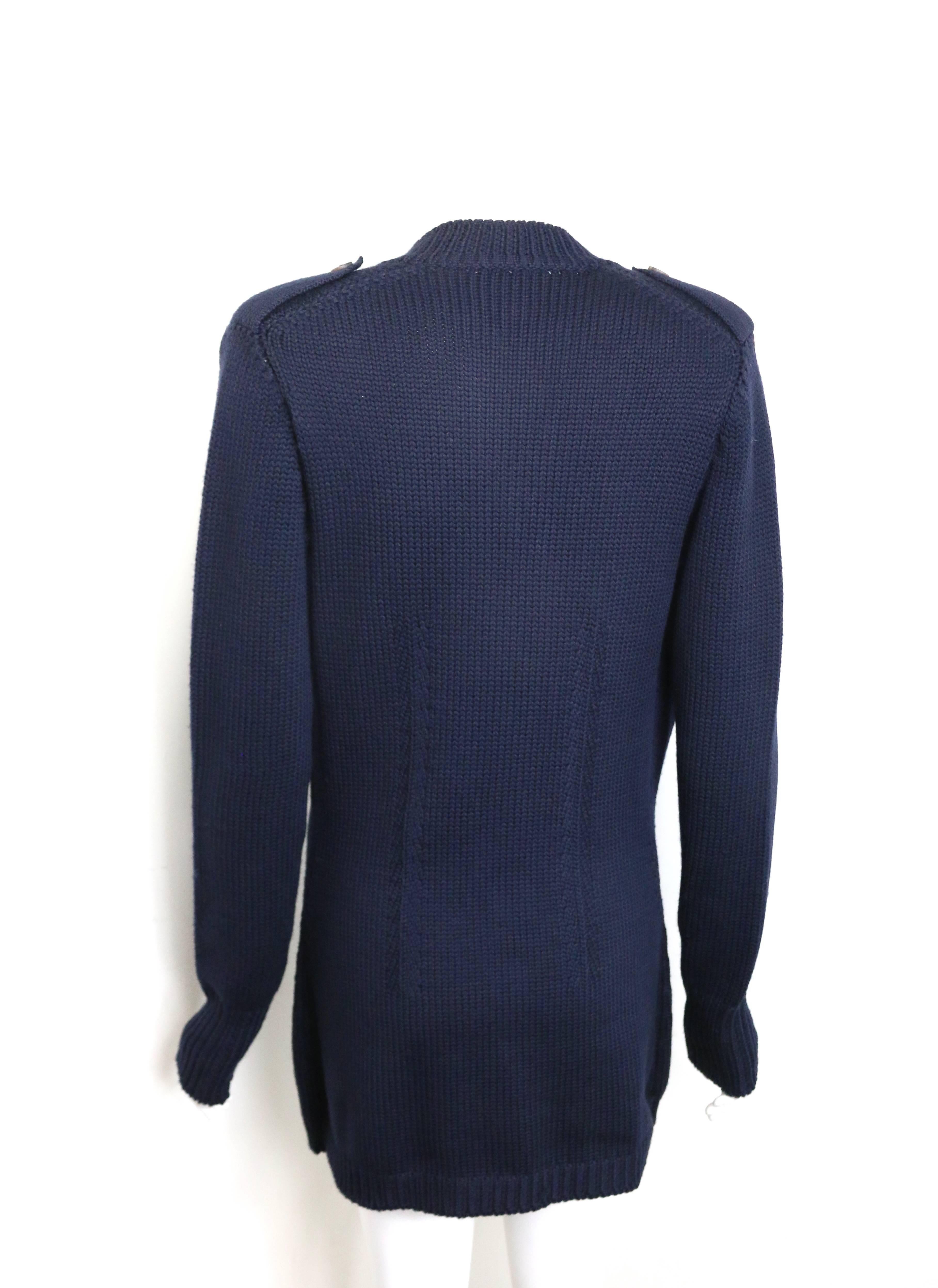 Gucci by Tom Ford - Veste cardigan en laine tricotée bleu marine foncé, automne 1996  Pour femmes en vente
