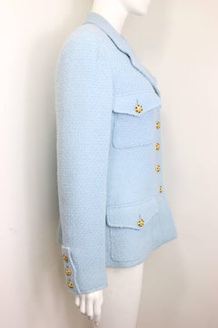 Chanel Gripoix Blue Boucle Wool Jacket