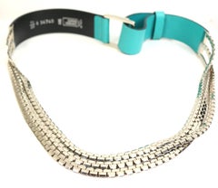 Gianni Versace Turquoise with Three Strand Silver Toned Hardware Chain Belt
