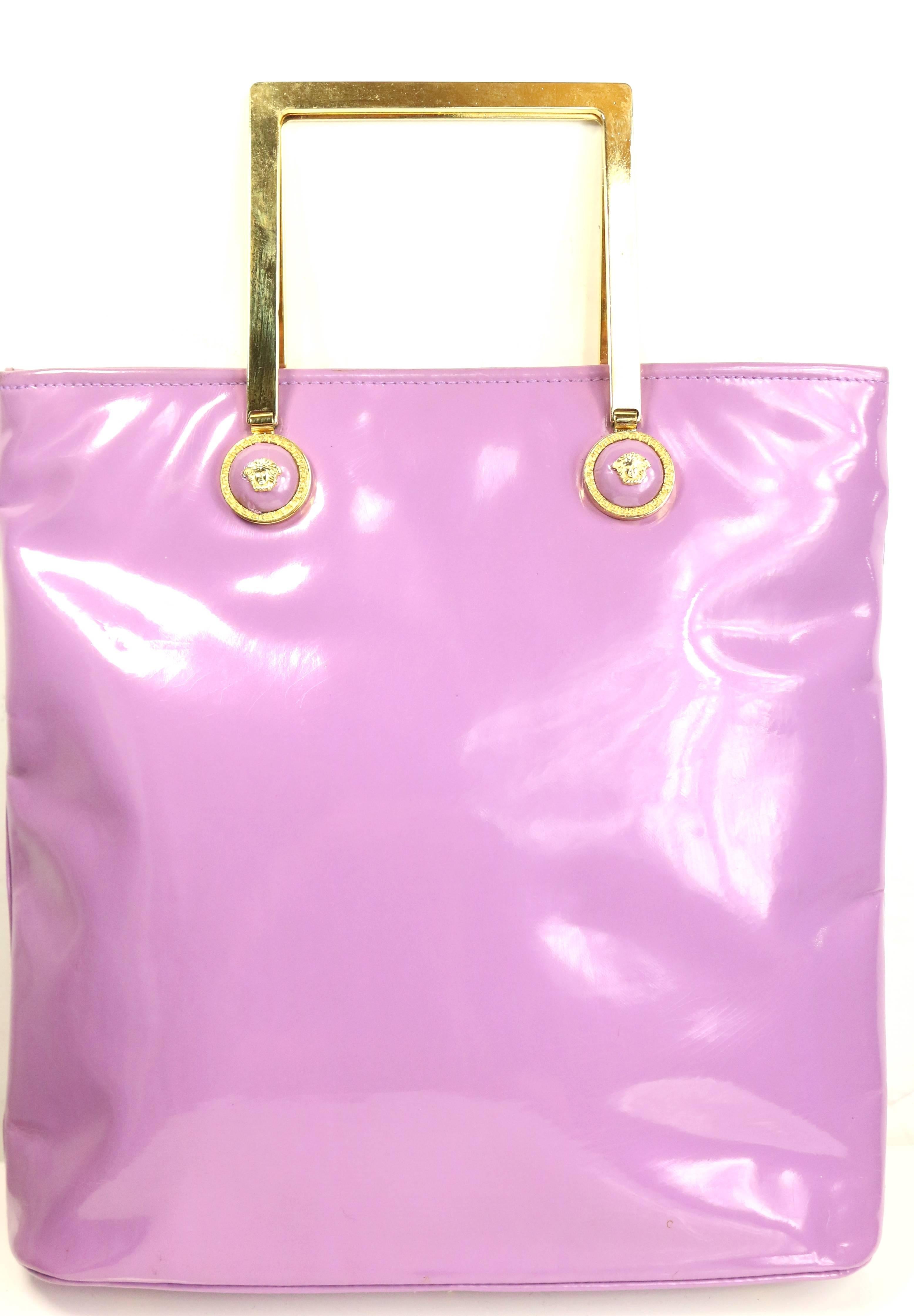 Gianni Versace Purple Patent Leather with Gold Toned Hardware Handle ...