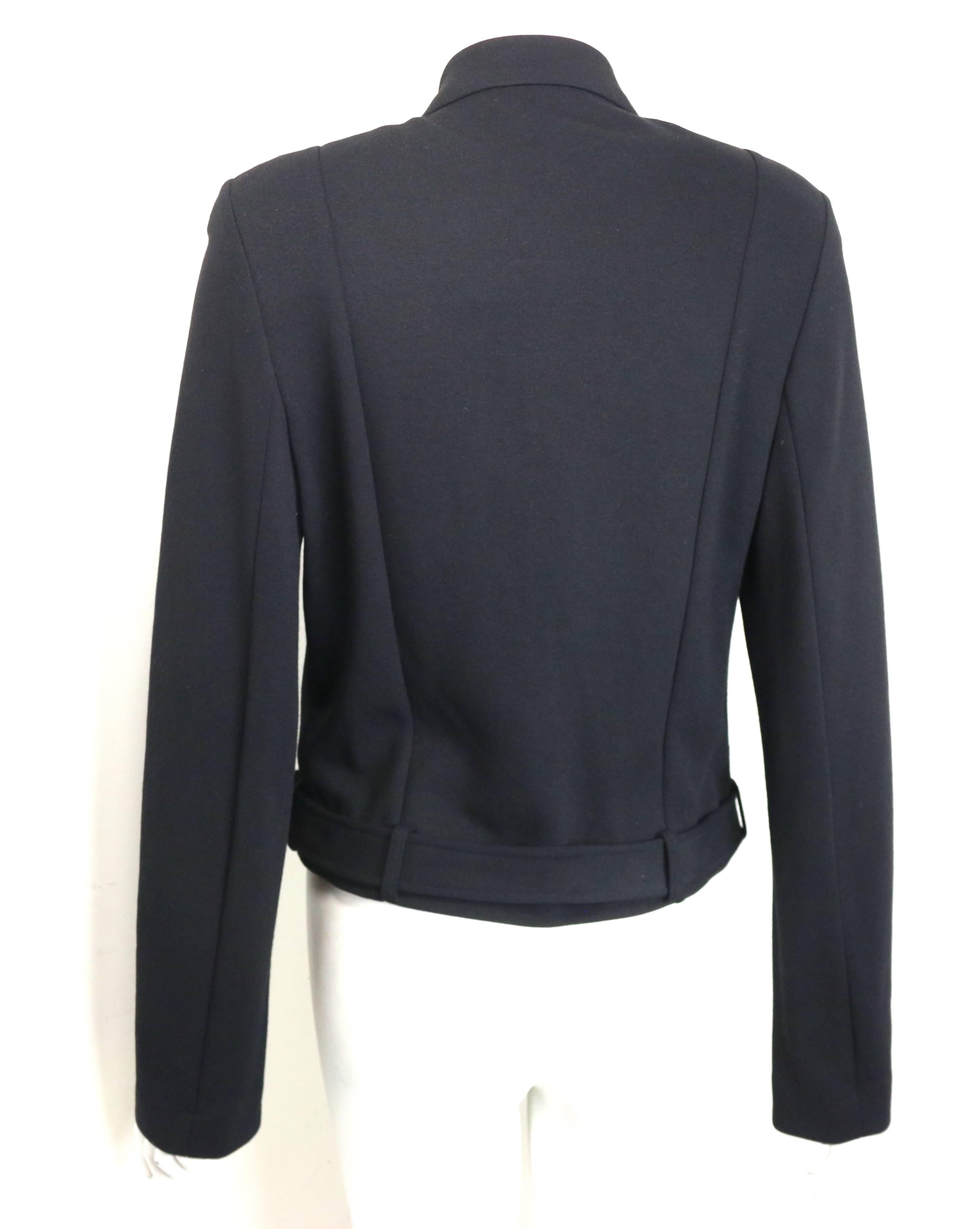 Dorothee Bis Black Mandarin Neck with Mirror Buttons and Belt Cropped Jacket In New Condition For Sale In Sheung Wan, HK