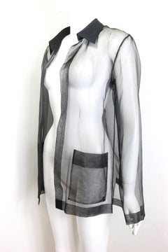 Chanel Black Silk See Through Shirt