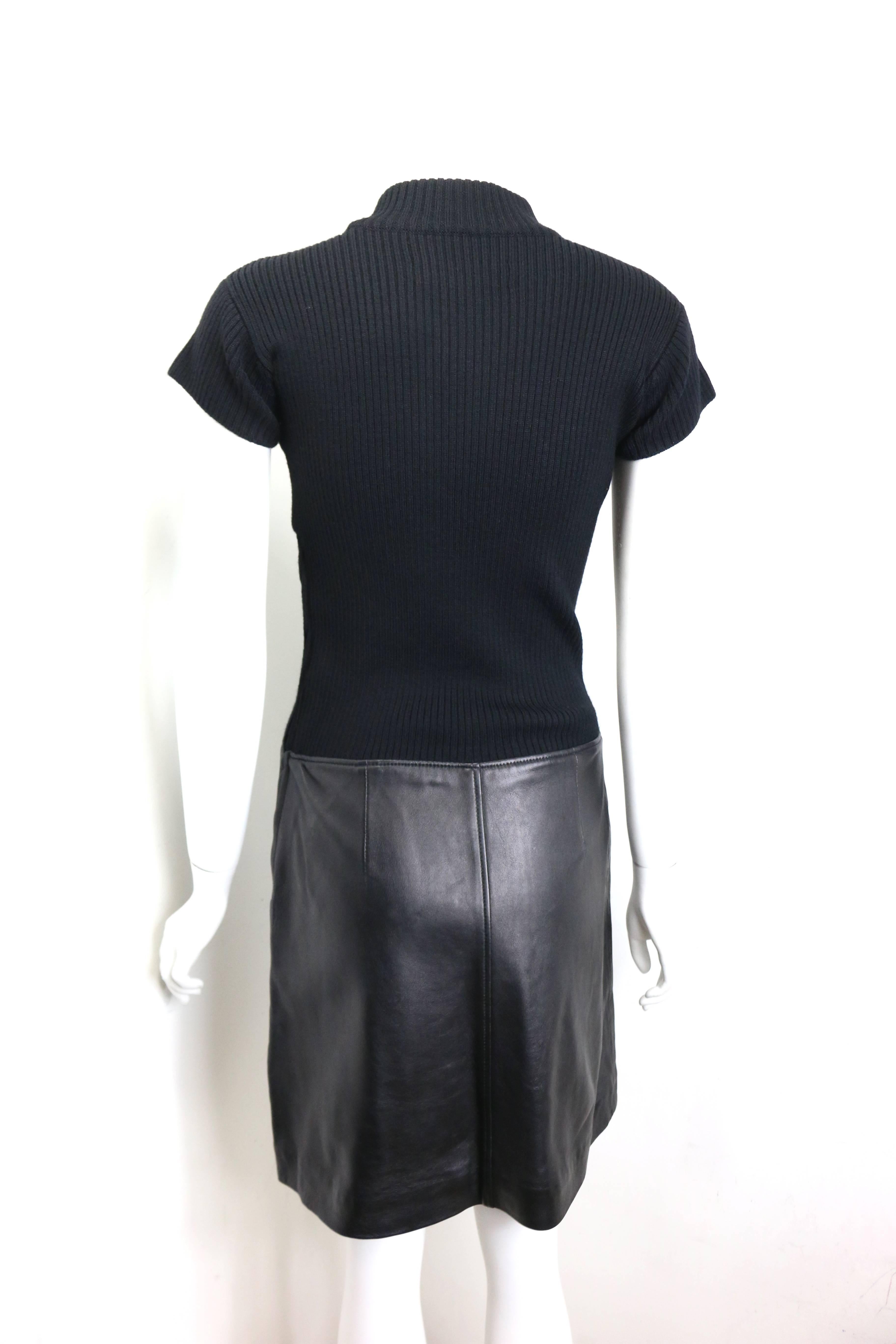 90s Anteprima Vestido de mangas cortas de lana negra y piel de cordero Negro en venta
