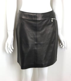 Vintage 90s Gianni Versace Black Lambskin Leather Skirt