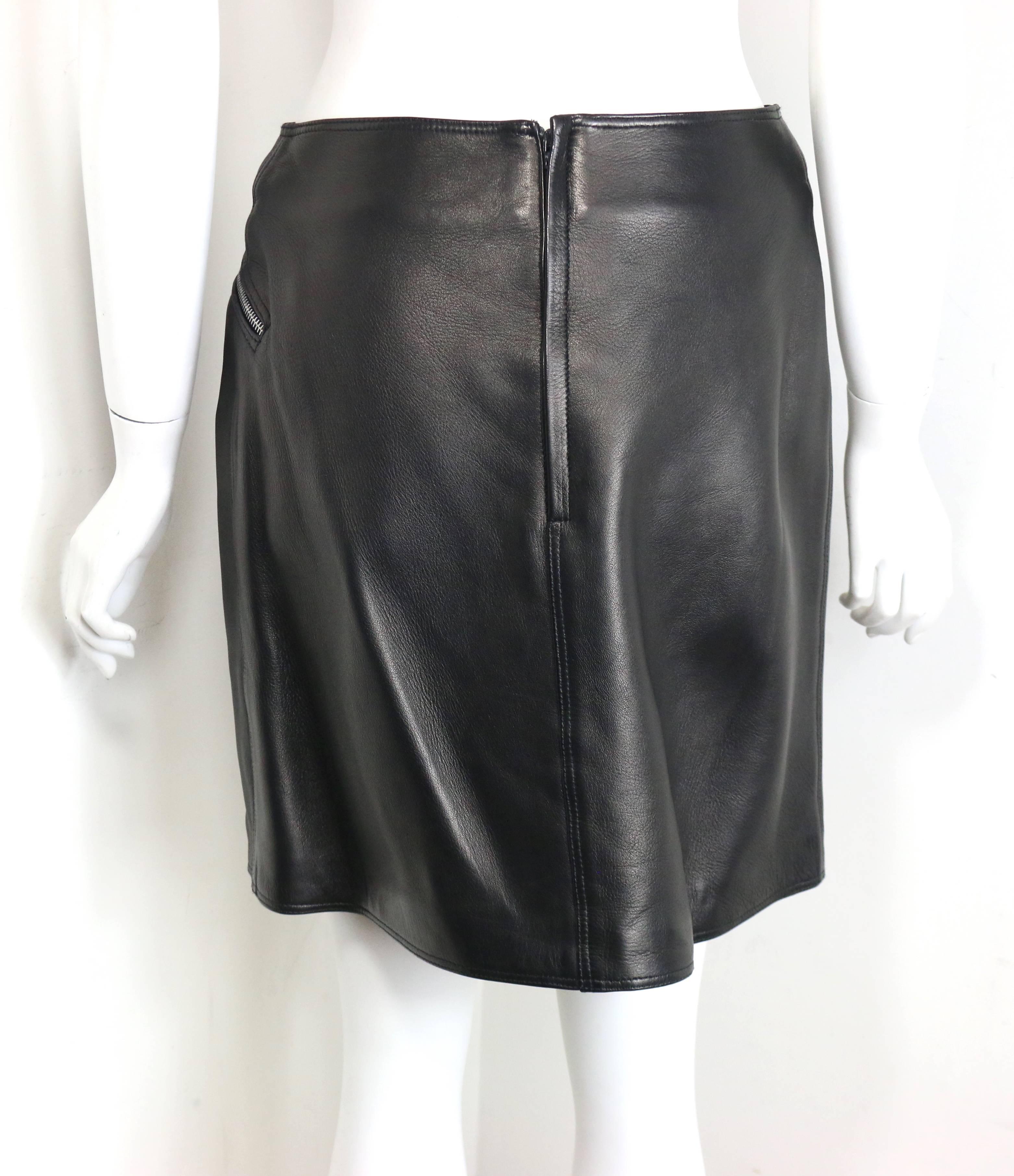 versace leather skirt