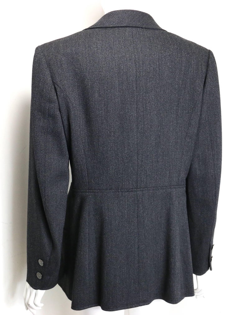 Women's Vintage Fall 1997 Chanel Grey Wool Double Breasted Jacket For Sale