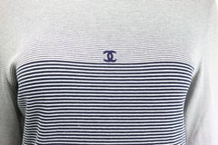 Chanel Black and White Stripe Cotton Long Sleeves Dress