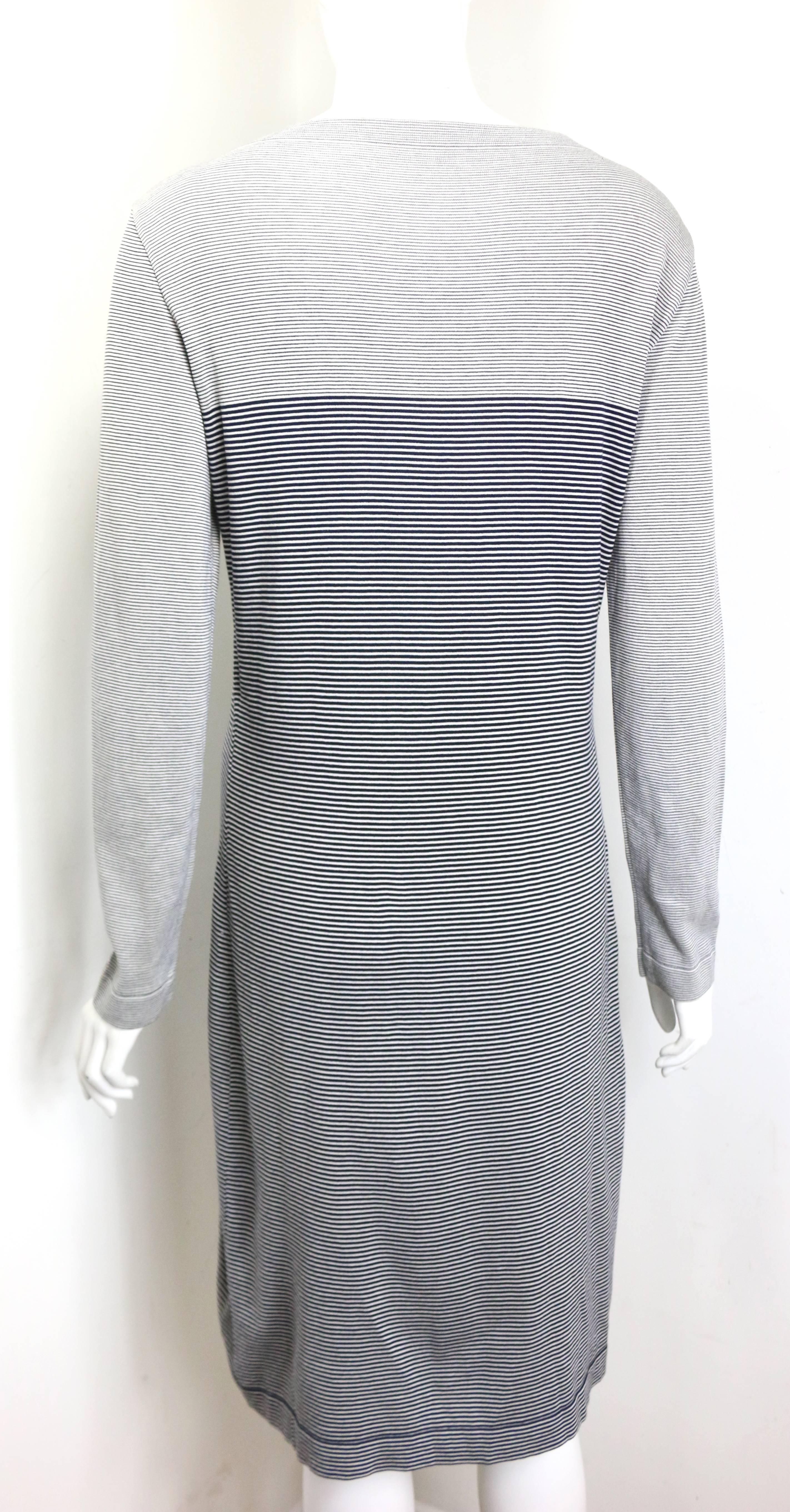 Chanel Black and White Stripe Cotton Long Sleeves Dress In Excellent Condition For Sale In Sheung Wan, HK