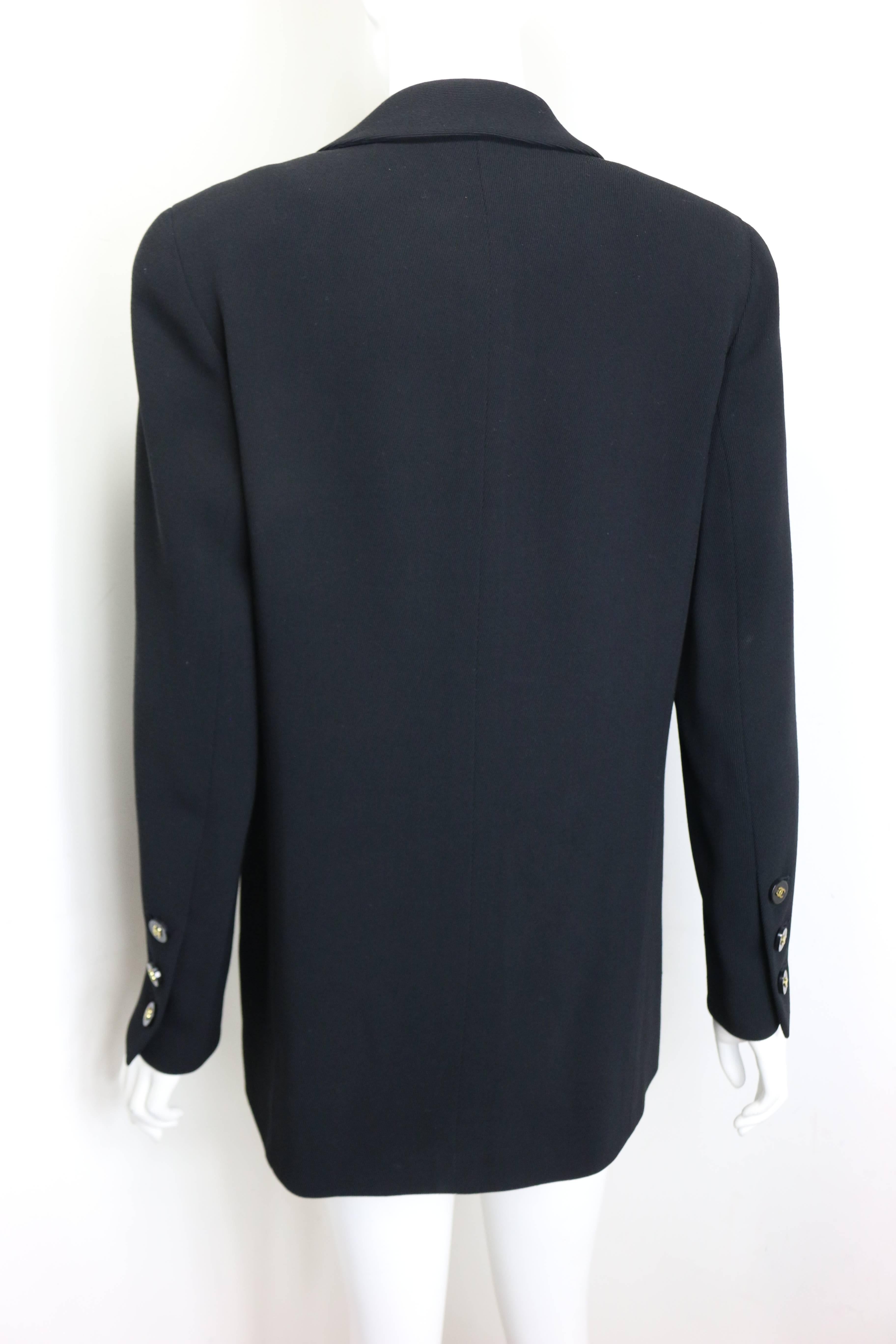 Chanel Black Wool Shawl Neck Double Breasted Jacket In Excellent Condition In Sheung Wan, HK