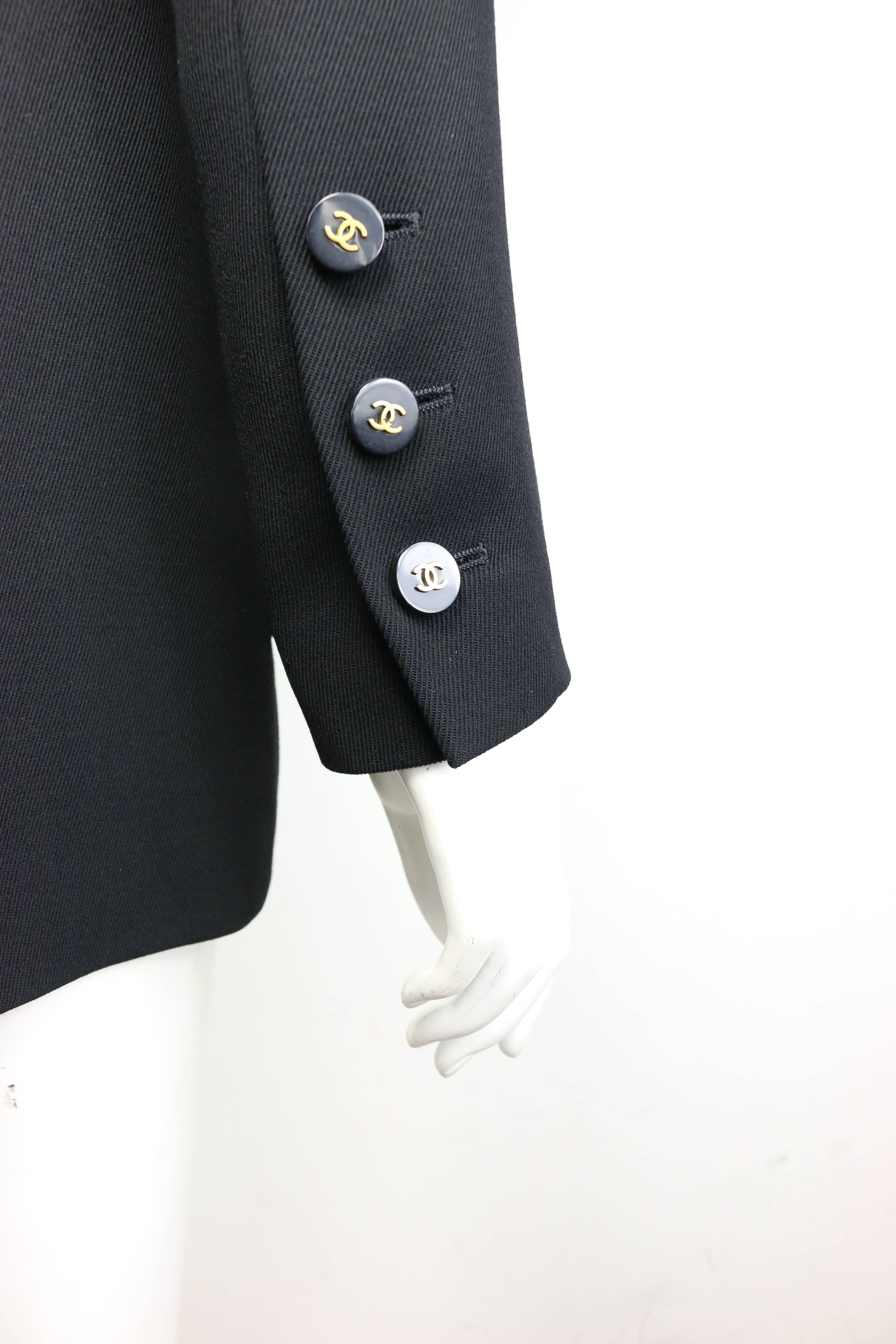Women's Chanel Black Wool Shawl Neck Double Breasted Jacket