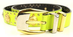 90s Gianni Versace Neon Green/Yellow Lambskin Leather Studs Belt