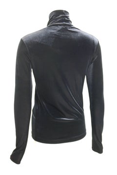 Y's by Yohji Yamamoto Black Velvet Long Sleeves Turtleneck Top