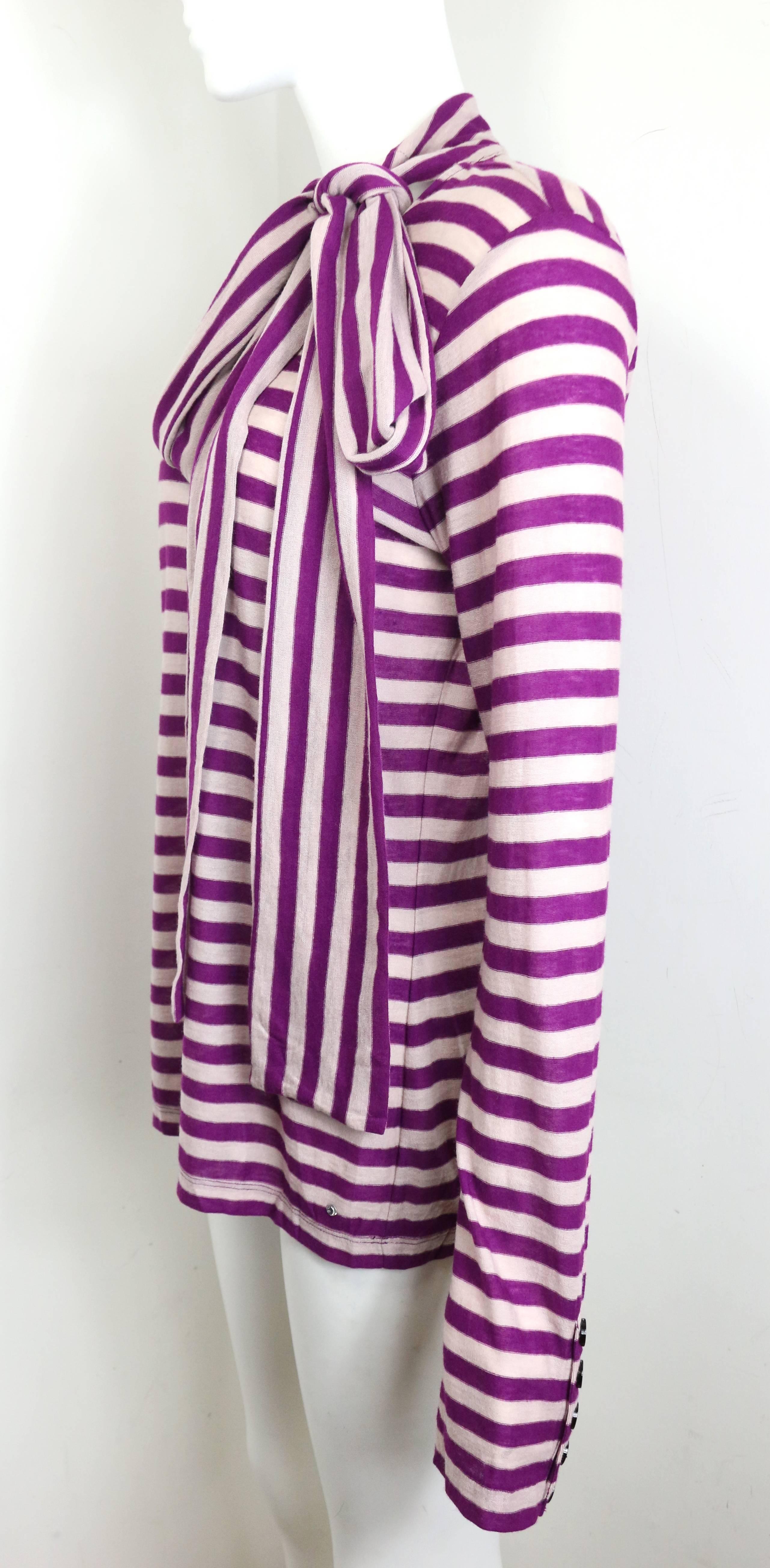 Sonia Rykiel Purple and White Stripe Wool Top  1