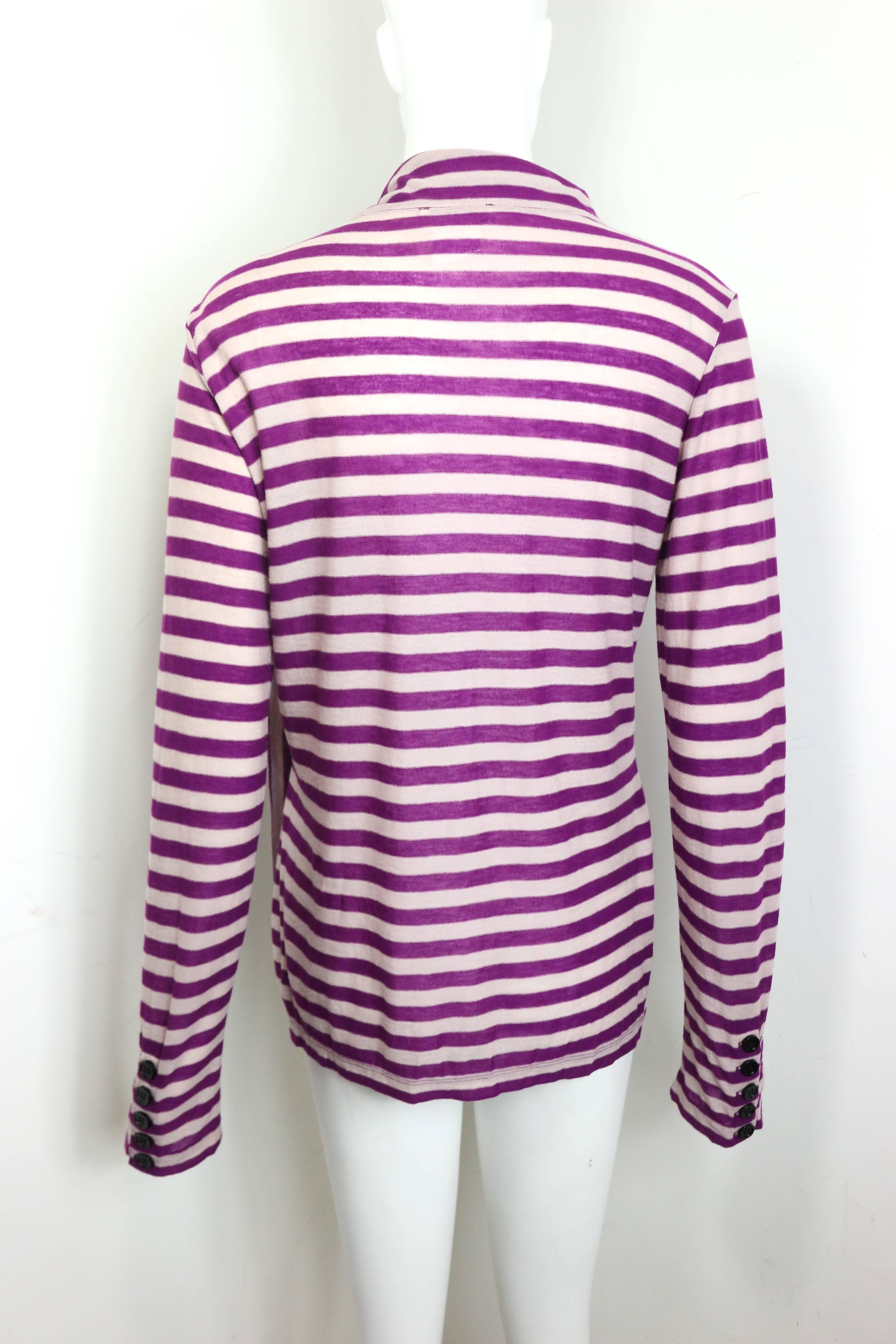 Sonia Rykiel Purple and White Stripe Wool Top  2