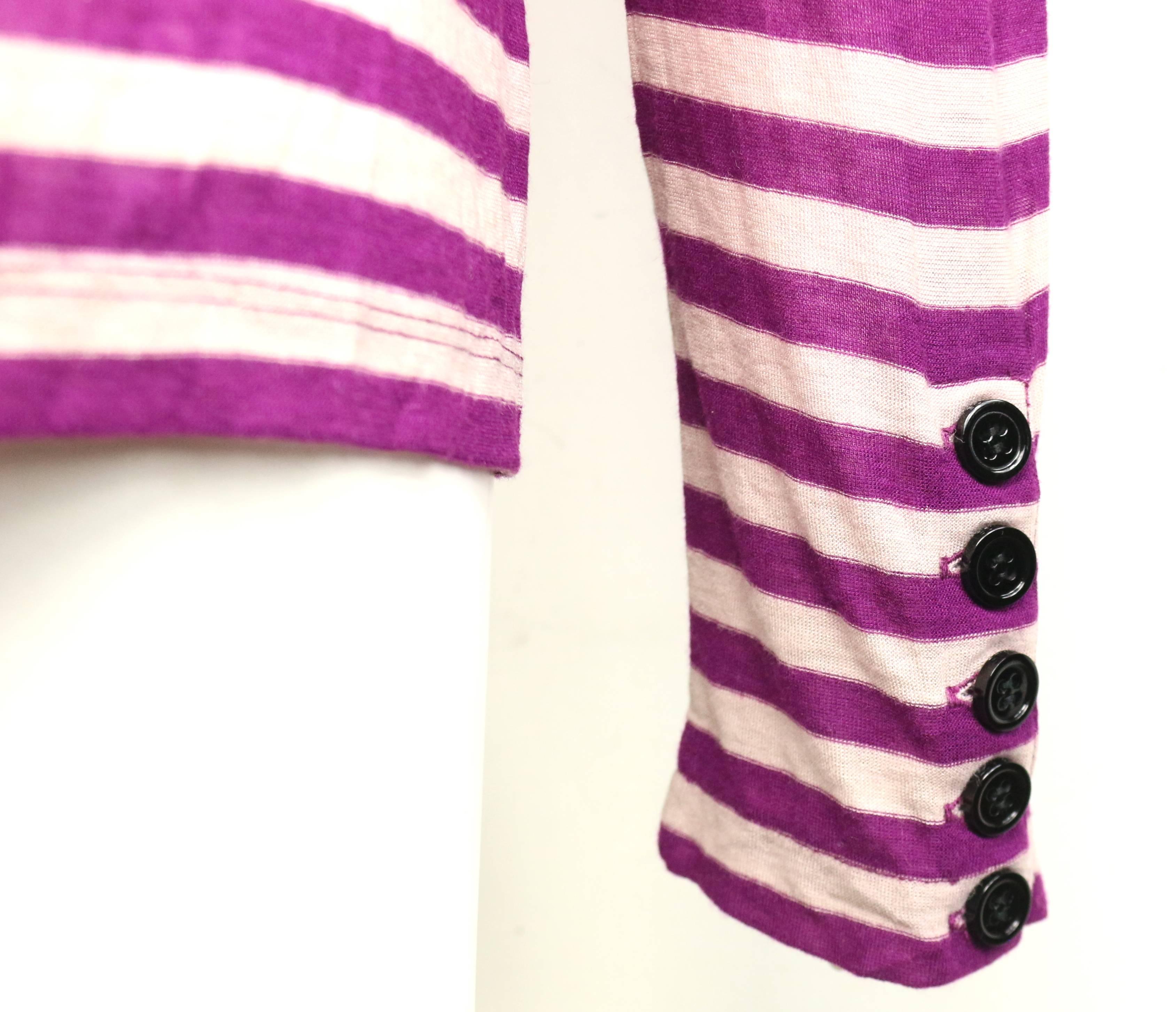 Sonia Rykiel Purple and White Stripe Wool Top  3