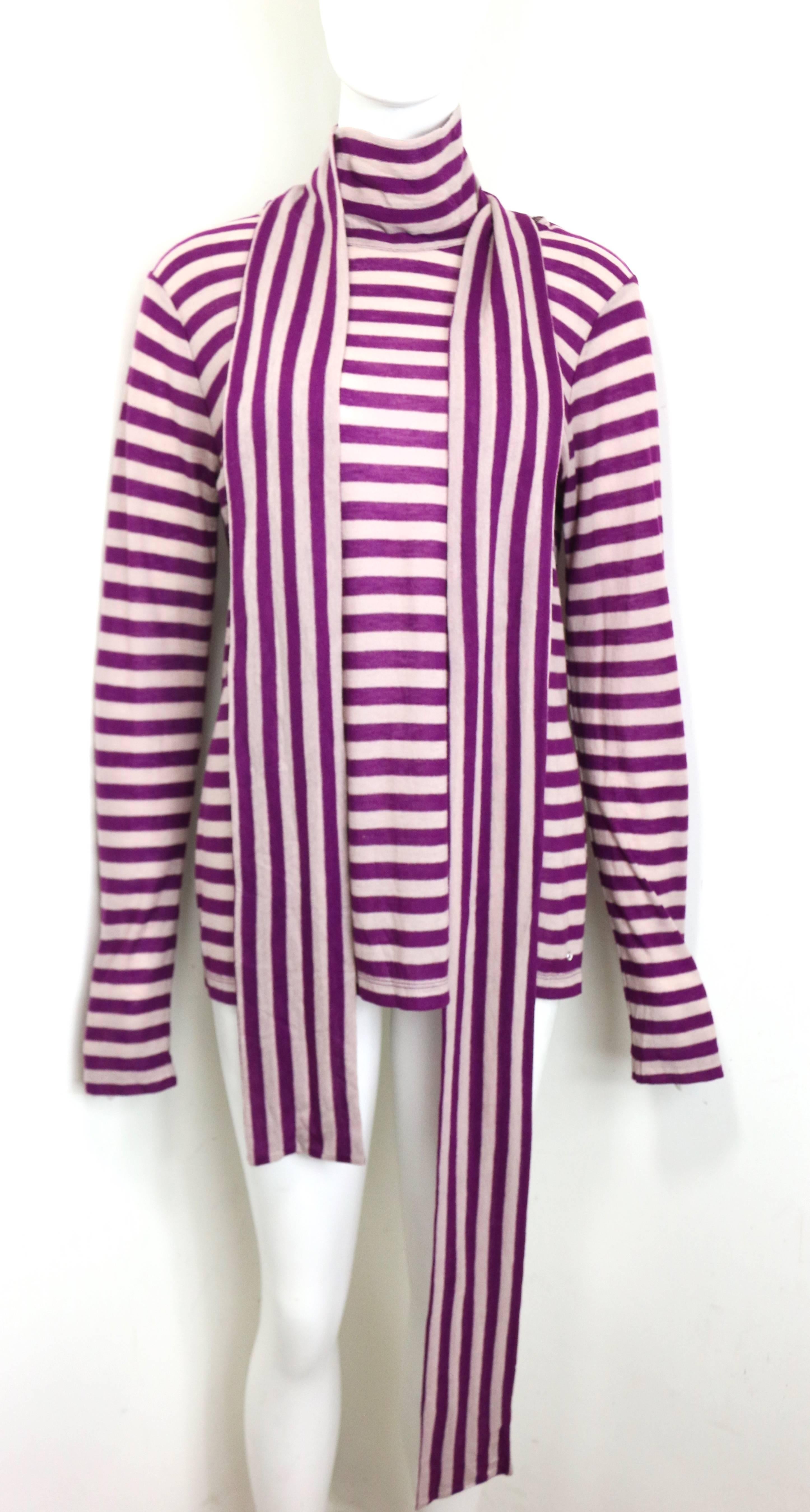 Sonia Rykiel Purple and White Stripe Wool Top  In Excellent Condition In Sheung Wan, HK
