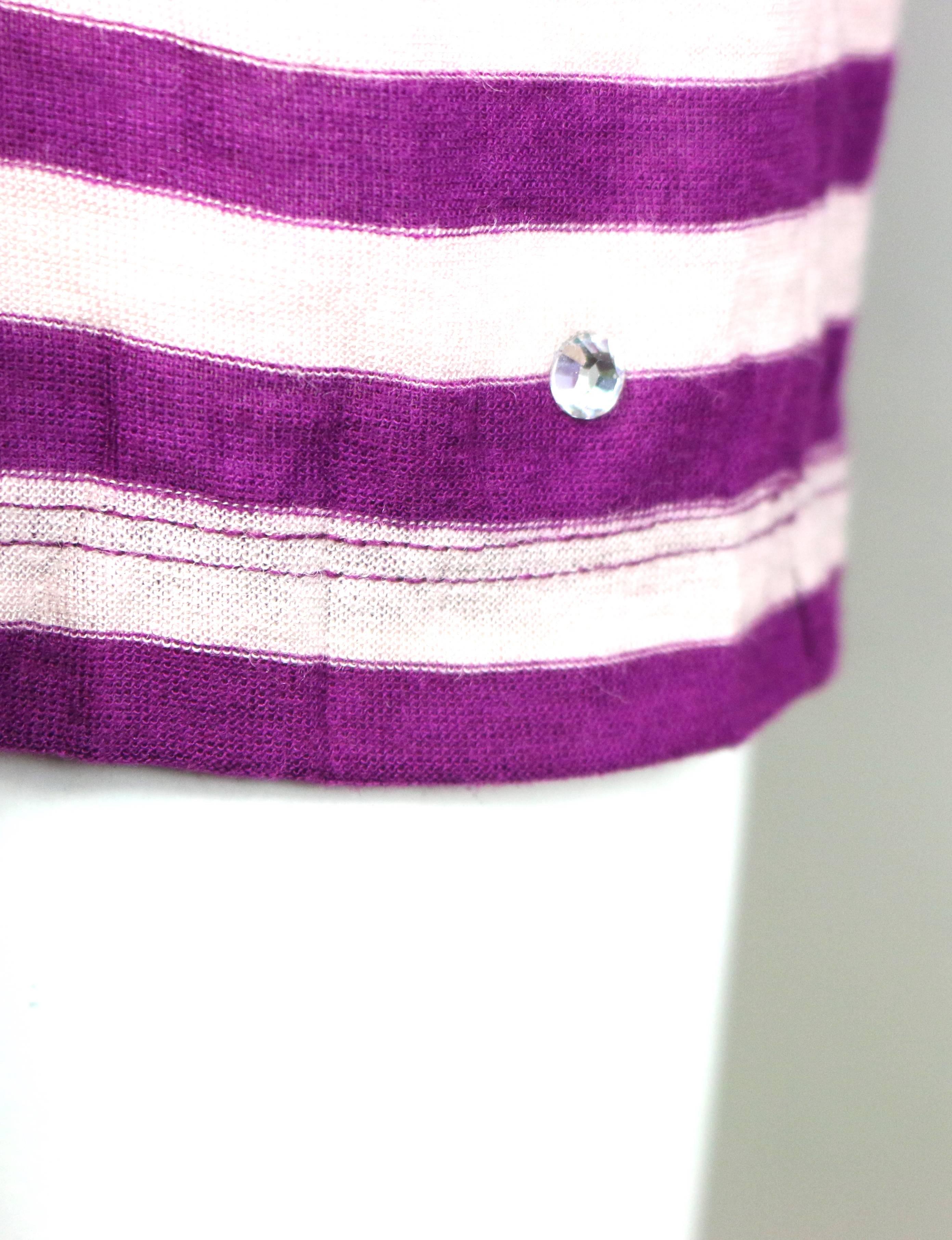 Sonia Rykiel Purple and White Stripe Wool Top  4