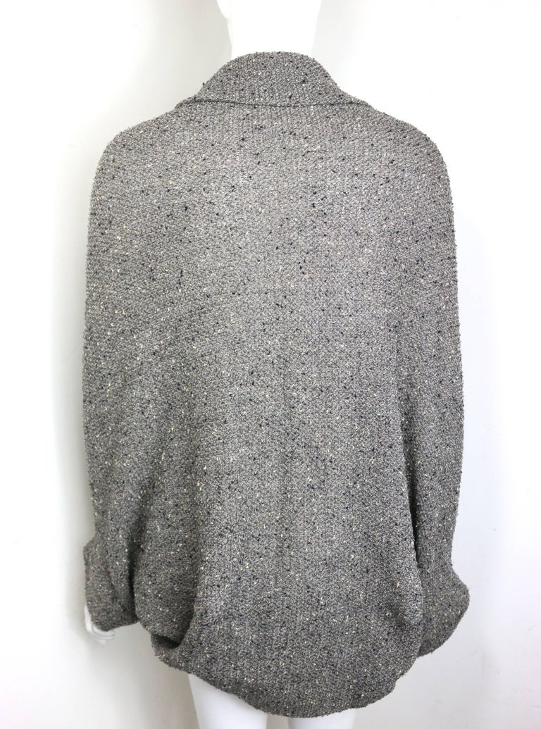 Limi Feu Grey Knitted Wool Bolero Cardigan with Silver Pin For Sale at ...