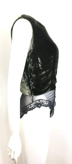 Christian Dior Green Velvet Sleevesless Bodysuit