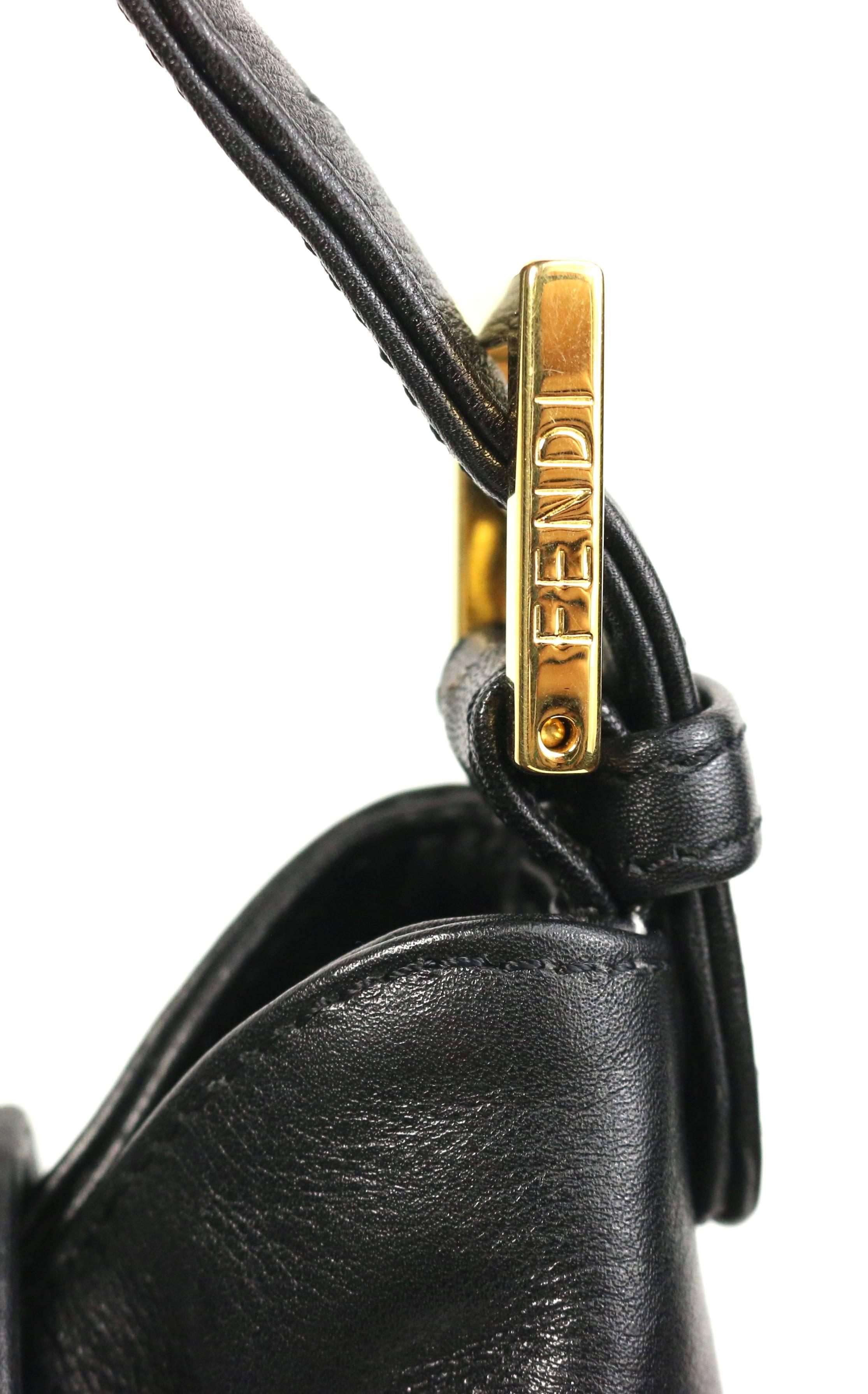 Women's Fendi Black Leather flap Handbag