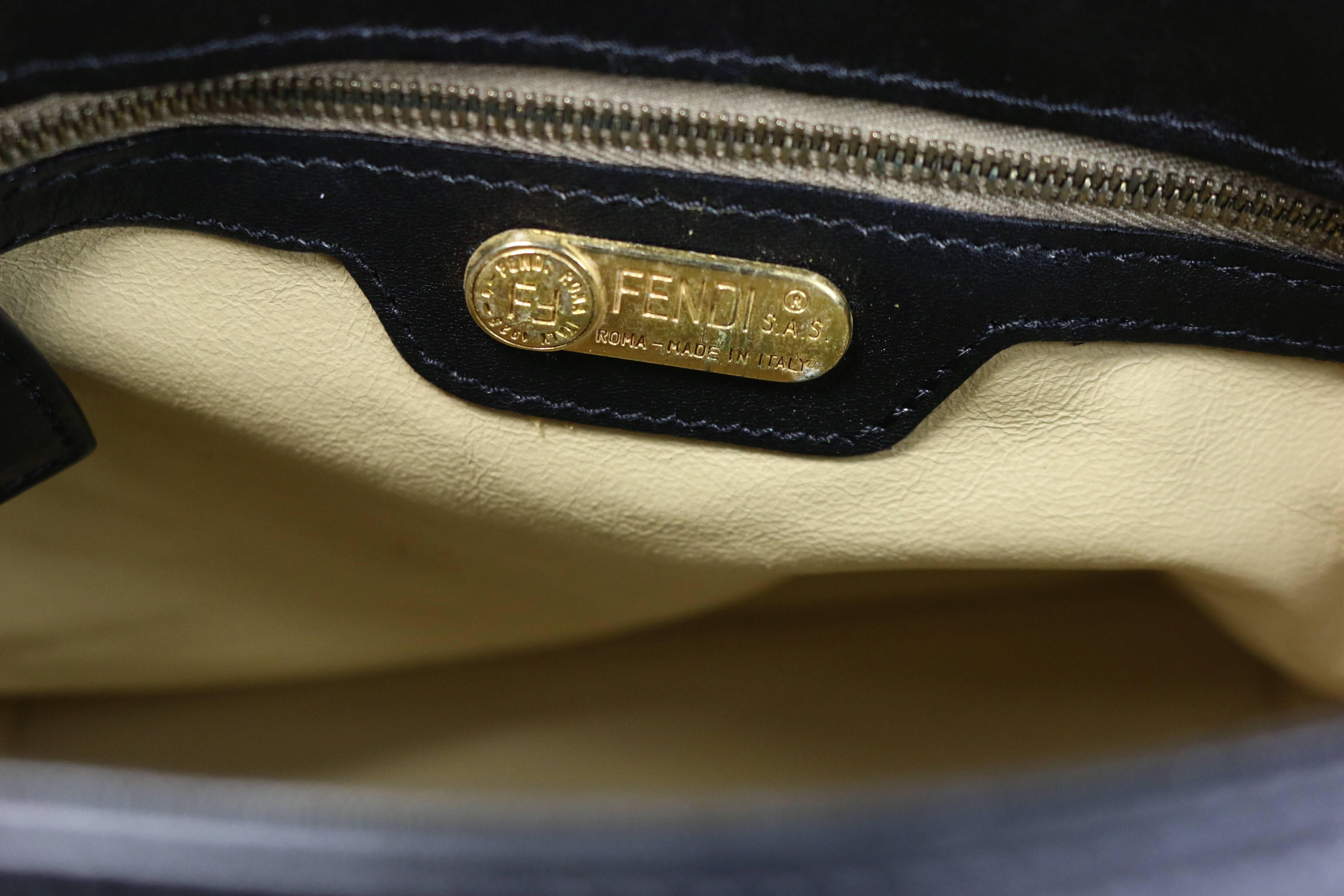 Fendi Black Leather flap Handbag 1