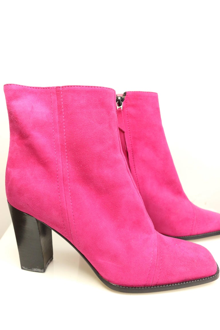 Unworn 90s Byblos Pink Suede Ankle Boots For Sale at 1stDibs | byblos shoes
