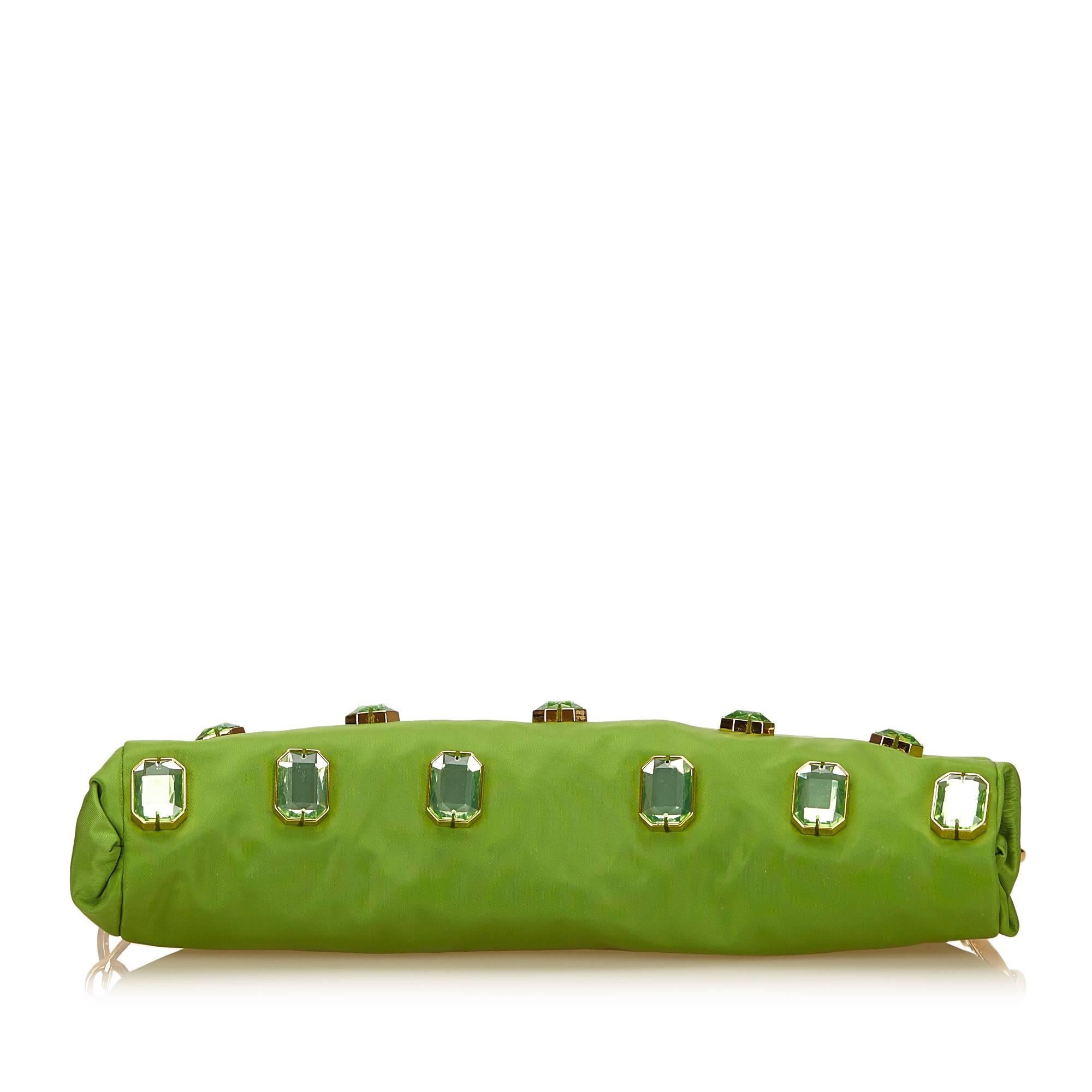 Prada Green Studded Nylon Handbag 1