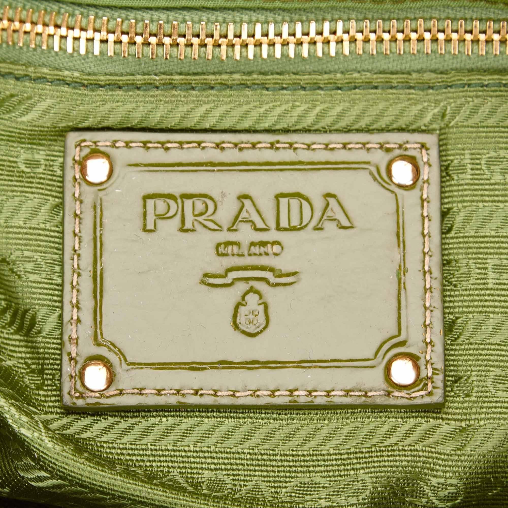 Prada Green Studded Nylon Handbag 2