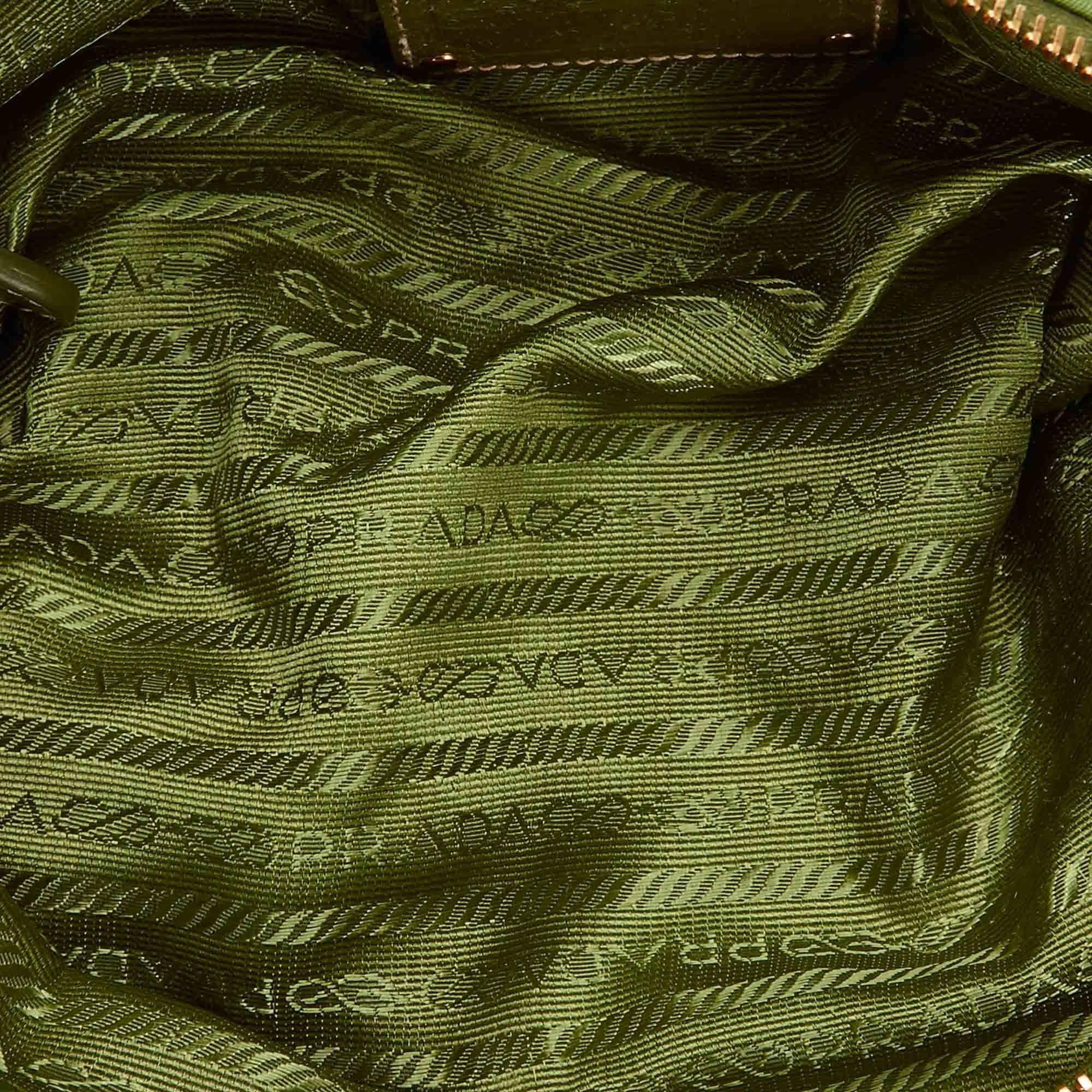 Prada Green Studded Nylon Handbag 3