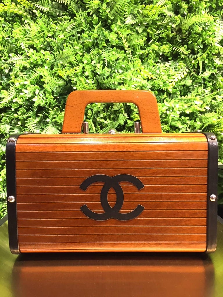 Chanel Limited Brown Wooden Box Handbag, 1994 at 1stDibs