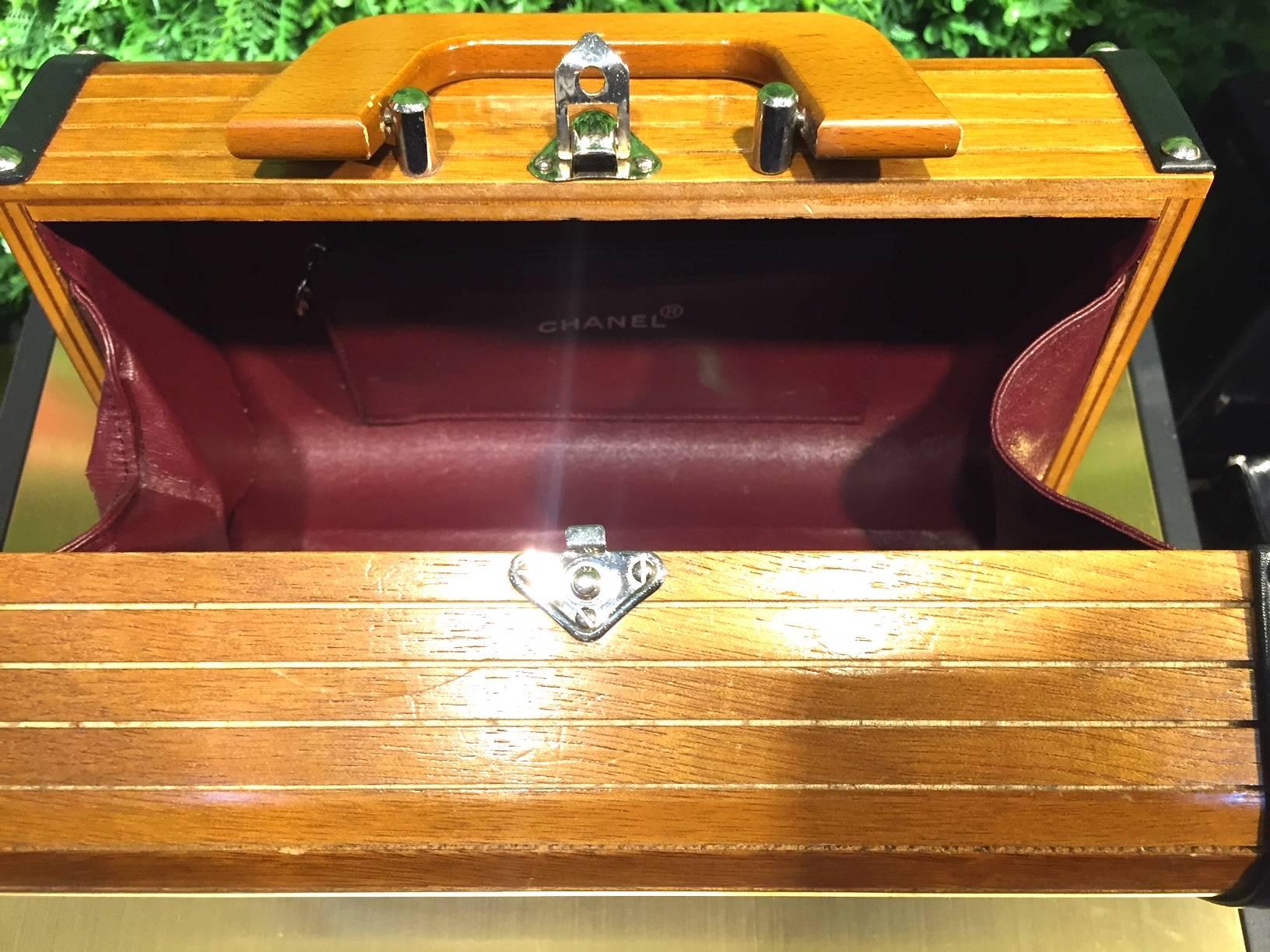 Chanel Limited Brown Wooden Box Handbag, 1994 1