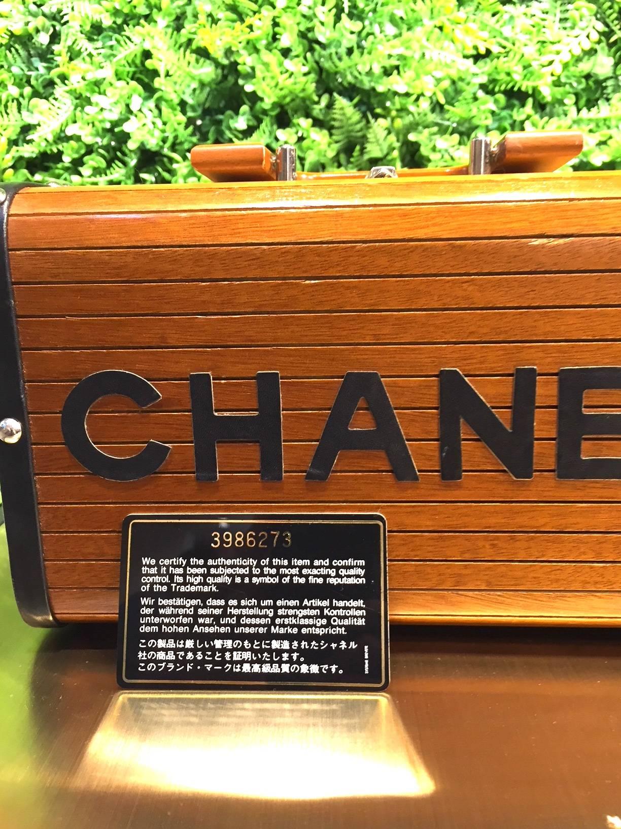 Chanel Limited Brown Wooden Box Handbag, 1994 3