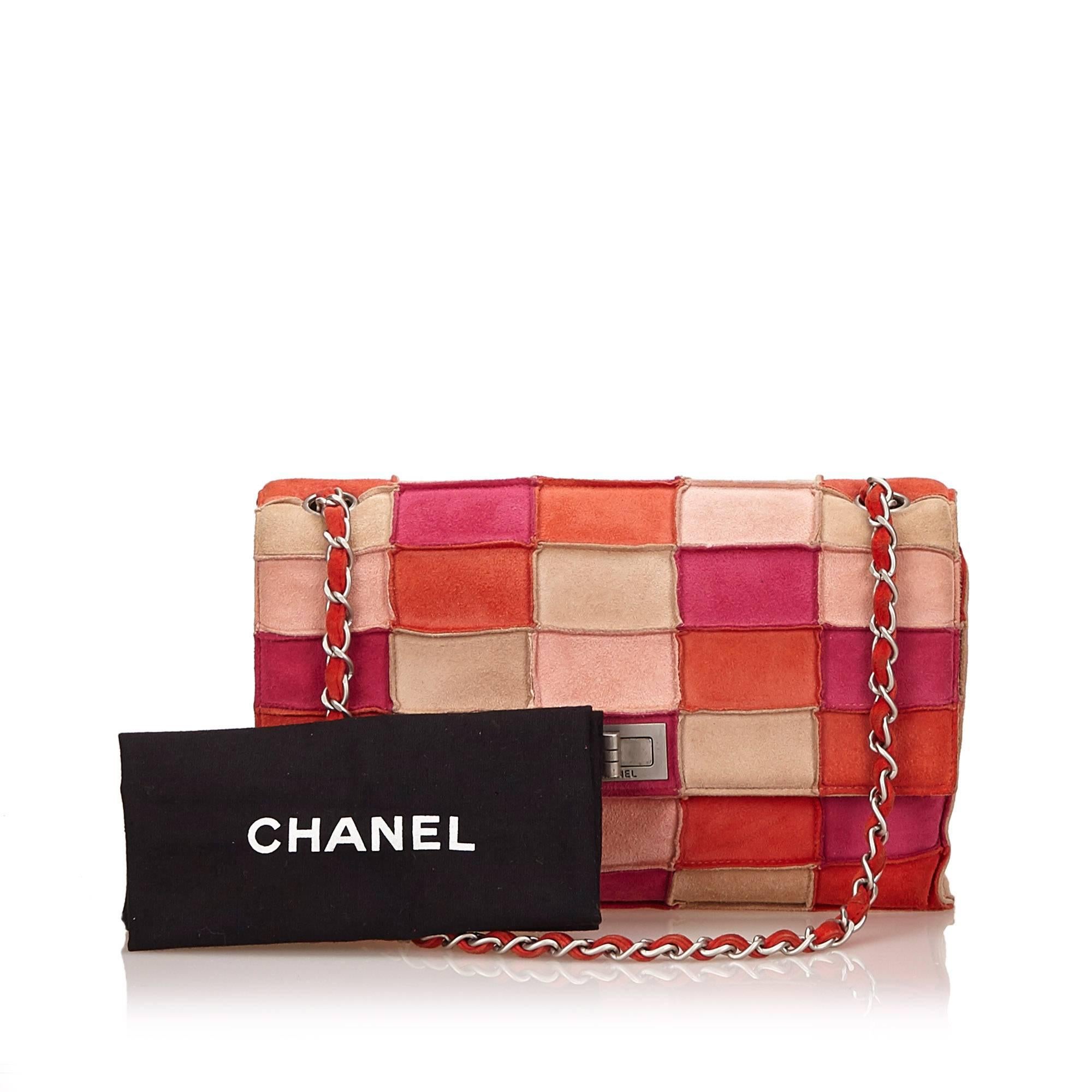 Chanel Multi Coloured Suede Patchwork Flap Shoulder Handbag 4