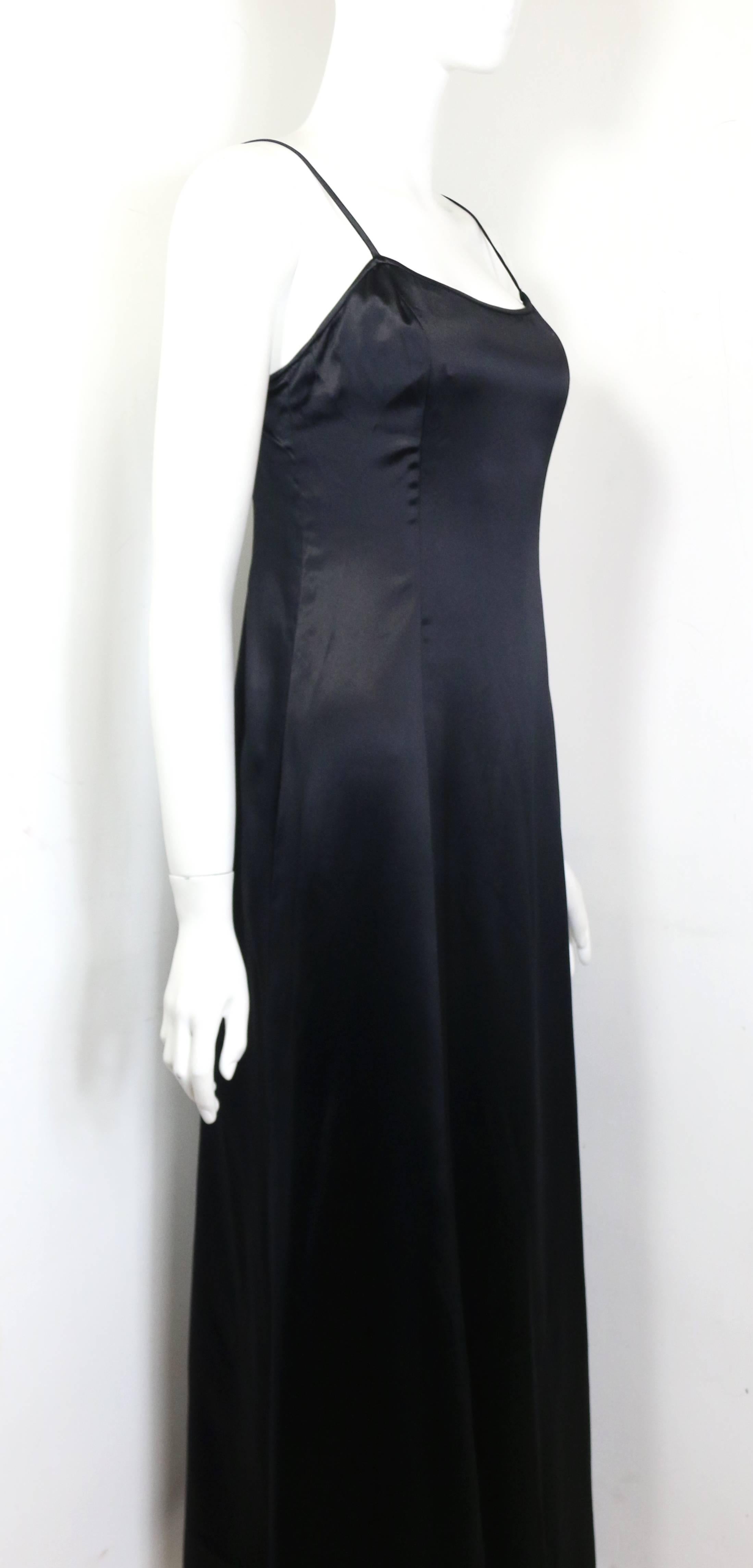 Fall 1995 Chanel Black Spaghetti Strap Backless Silk Maxi Dress For ...