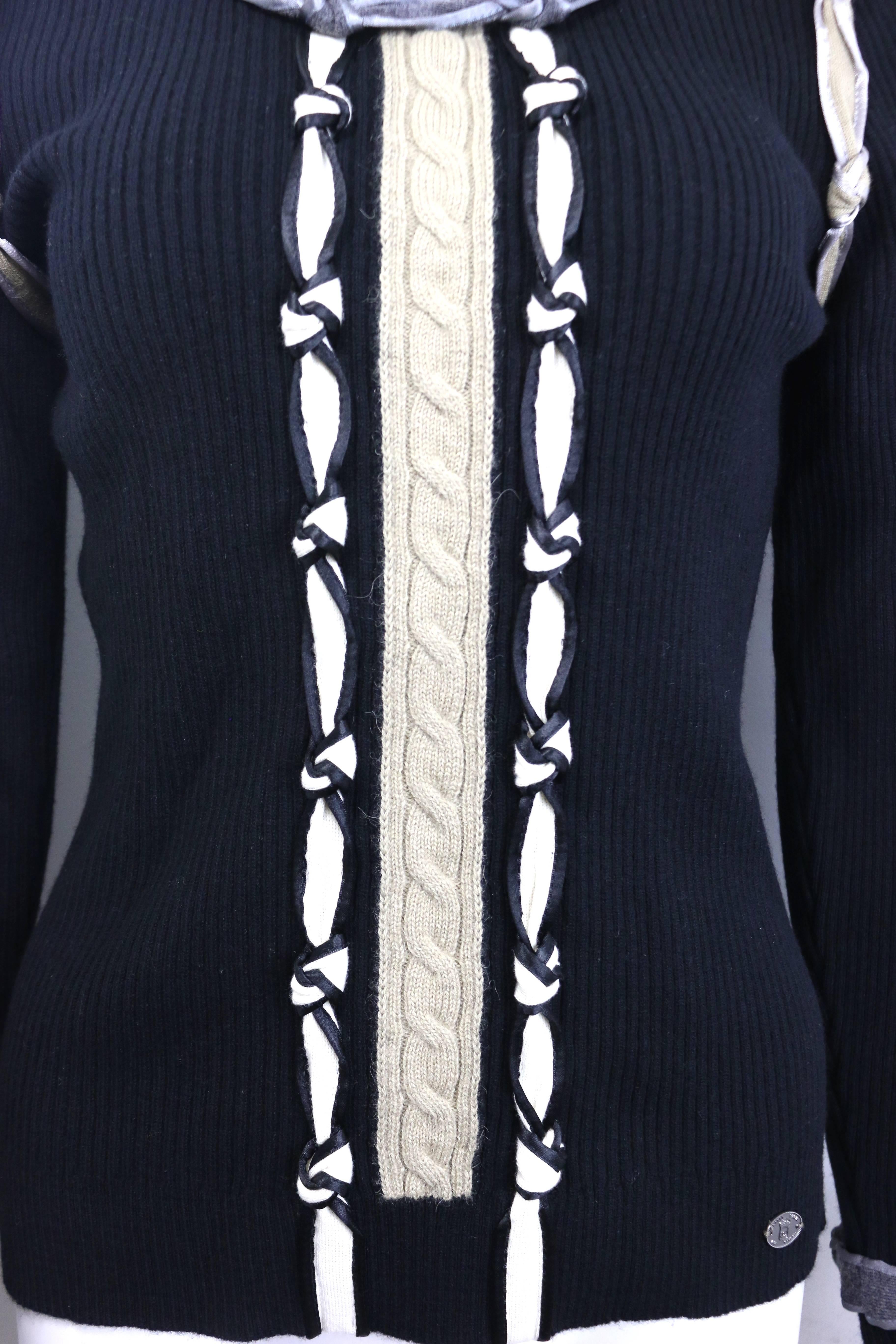 Chanel Black Wool Knitted Sweater with Multi Colours Knots Detail In Excellent Condition In Sheung Wan, HK