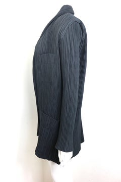 Issey Miyake Black Pleated Shawl Neck Jacket