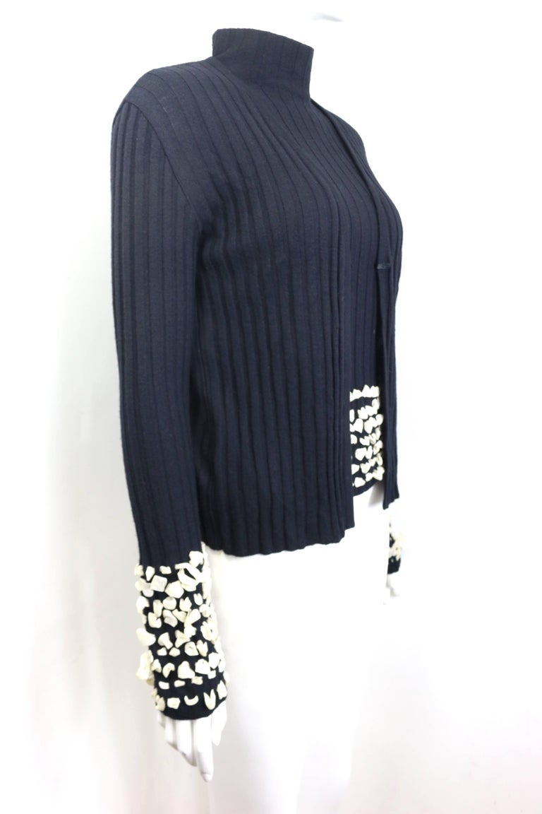 90s Gianni Versace Couture Black Knitted Wool with White Lace Detail ...