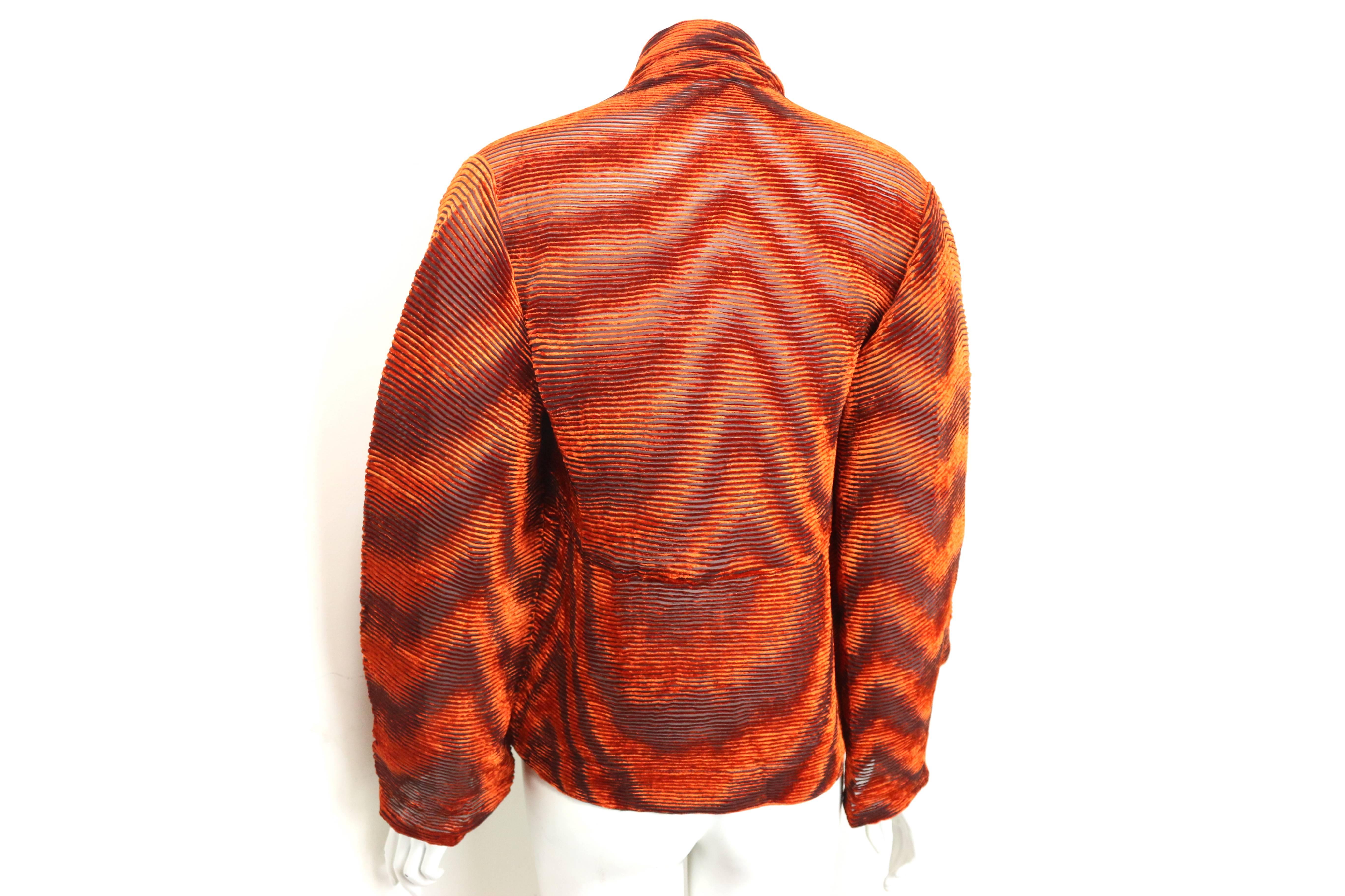Issey Miyake Orange Velvet Plasma Wave Pleated Bolero Jacket 2