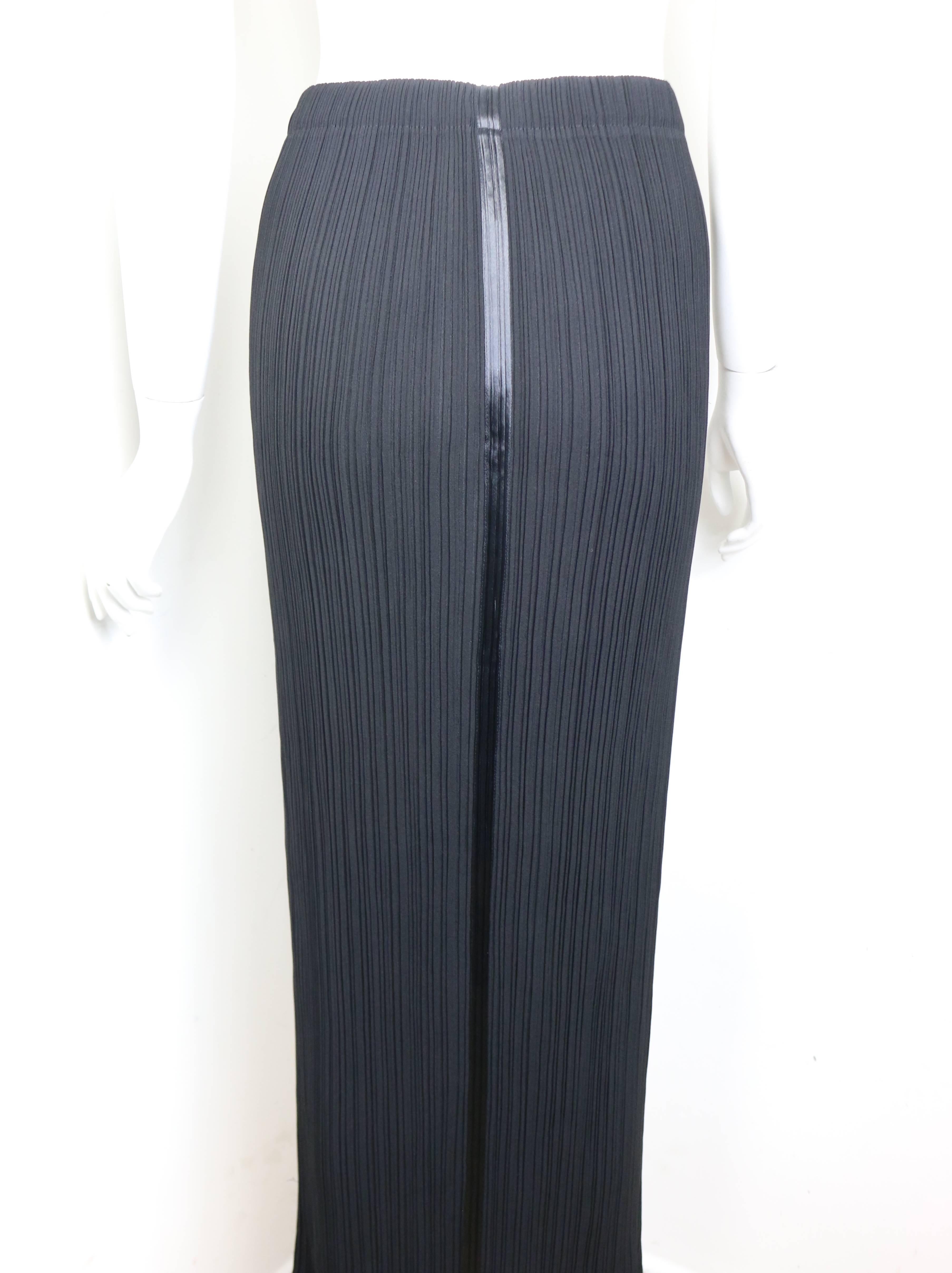 Issey Miyake Black Pleated Long Coat and Skirt Ensemble For Sale at 1stDibs